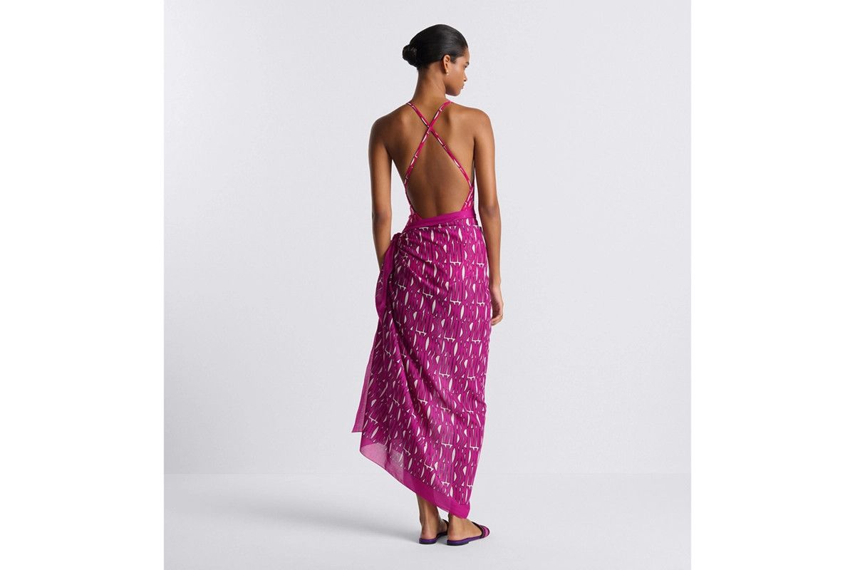 Dior o1bcso1str0226 Size:OS/Allover Sarong in White/Purple Size ONE SIZE - 3 Thumbnail