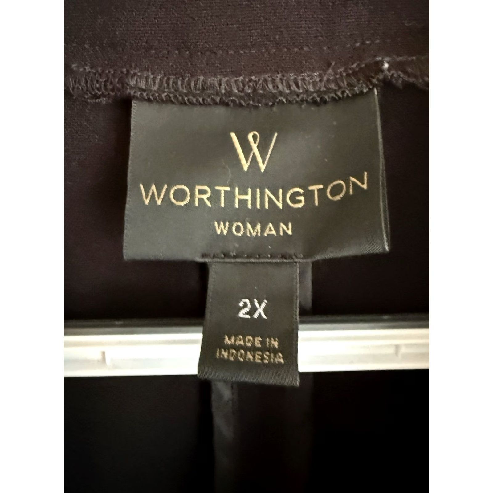 Worthington Worthington Black Blazer Womens Open Front Faux Leather Trim 2X Business Work Size XXL / US 16-18 / IT 52-54 - 4 Thumbnail
