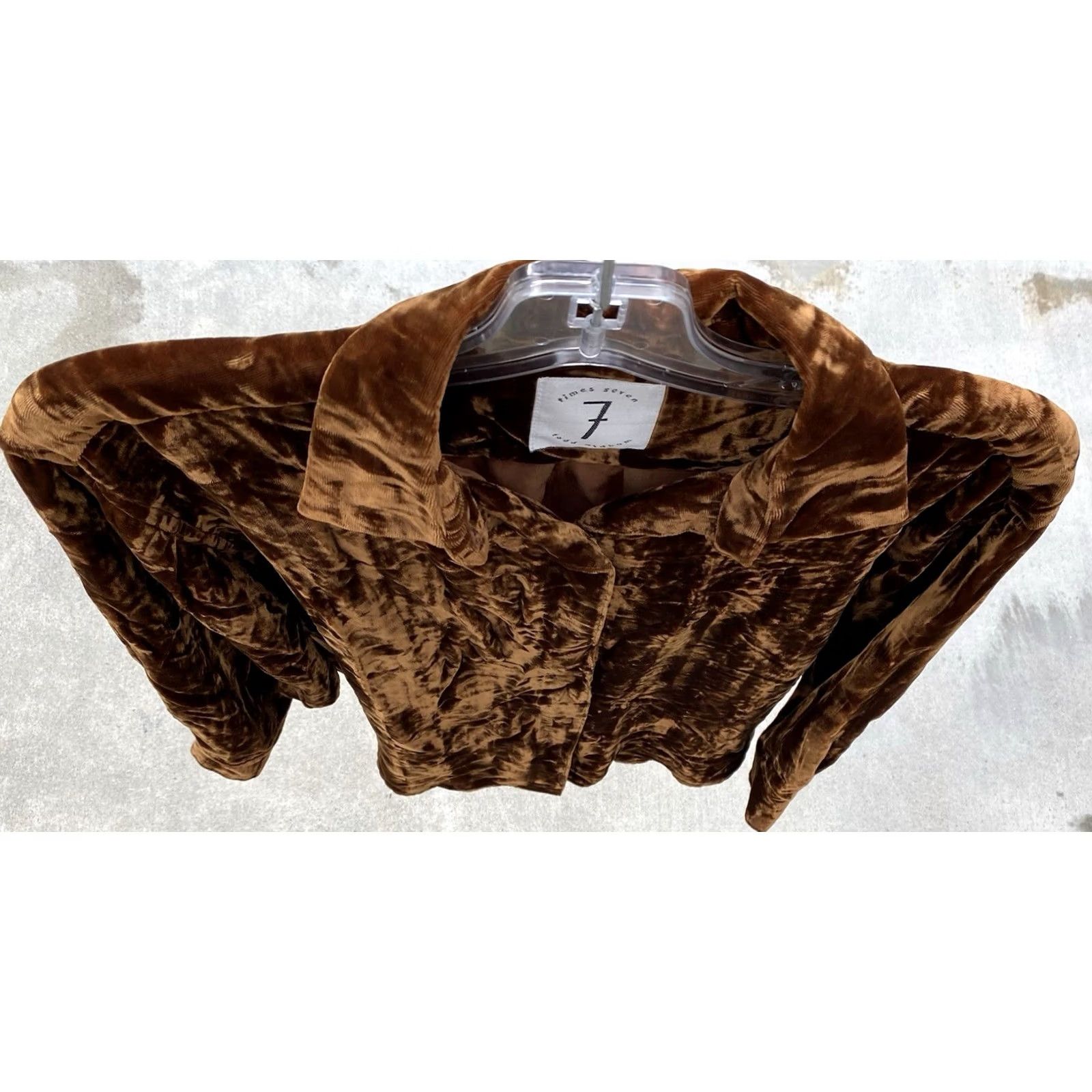Vintage VINTAGE Times Seven Todd Oldham Button-Up Shirt Petite Brown Velvet Rayon 90s 00s Womens Size S / US 4 / IT 40 - 6 Thumbnail