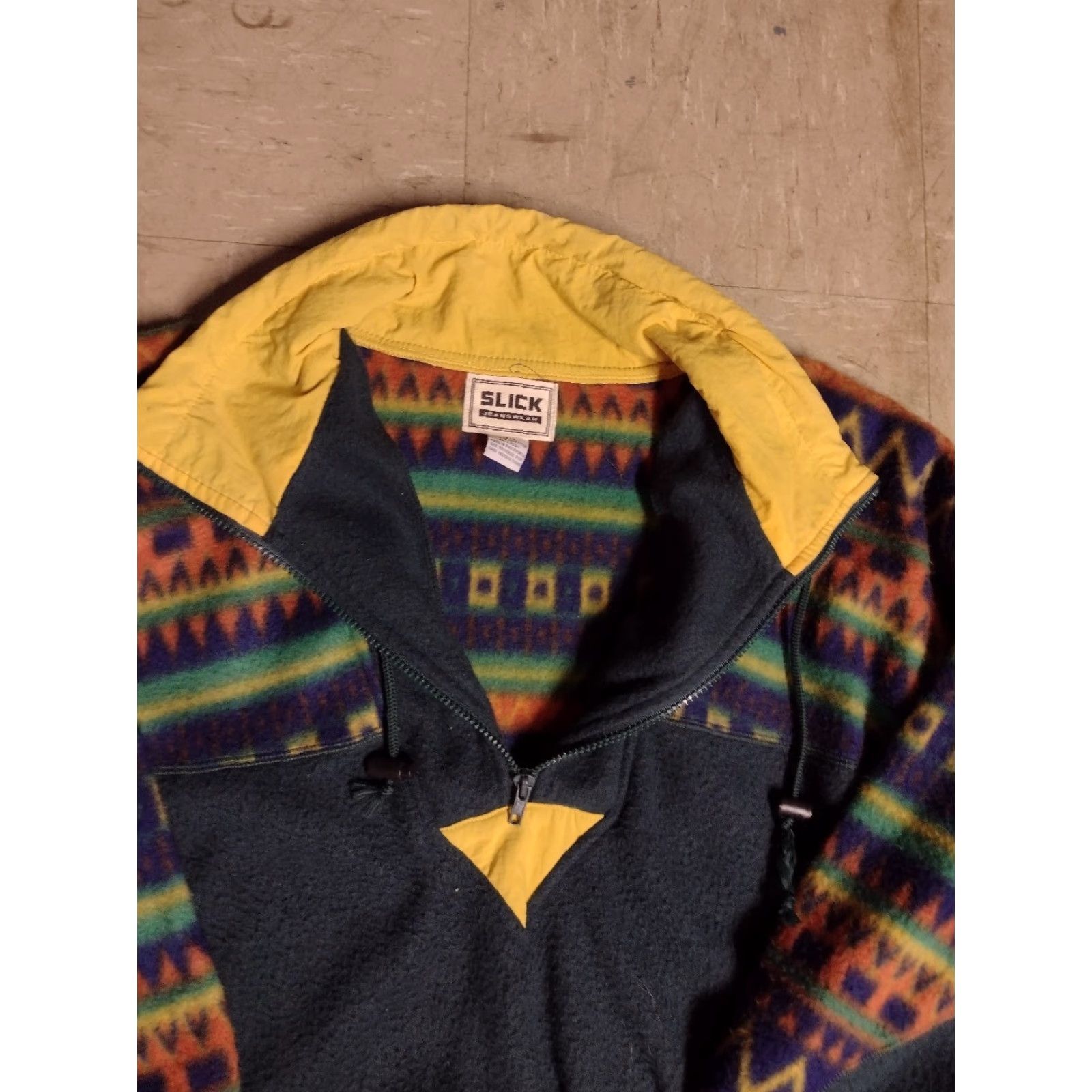 CO Vintage Slick Jeanswear Co Fleece Jacket Polyester Green Size Large VHTF 1/4 Zip Size US 33 - 6 Thumbnail