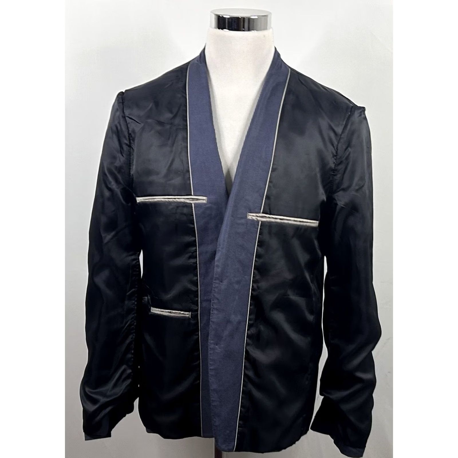 H&M H&M 44R Sport Coat Linen Blend Blue Gray Two Button Lined Double Vented Jacket/Coat Mens Regular Medium? Size US XS / EU 42 / 0 - 7 Thumbnail