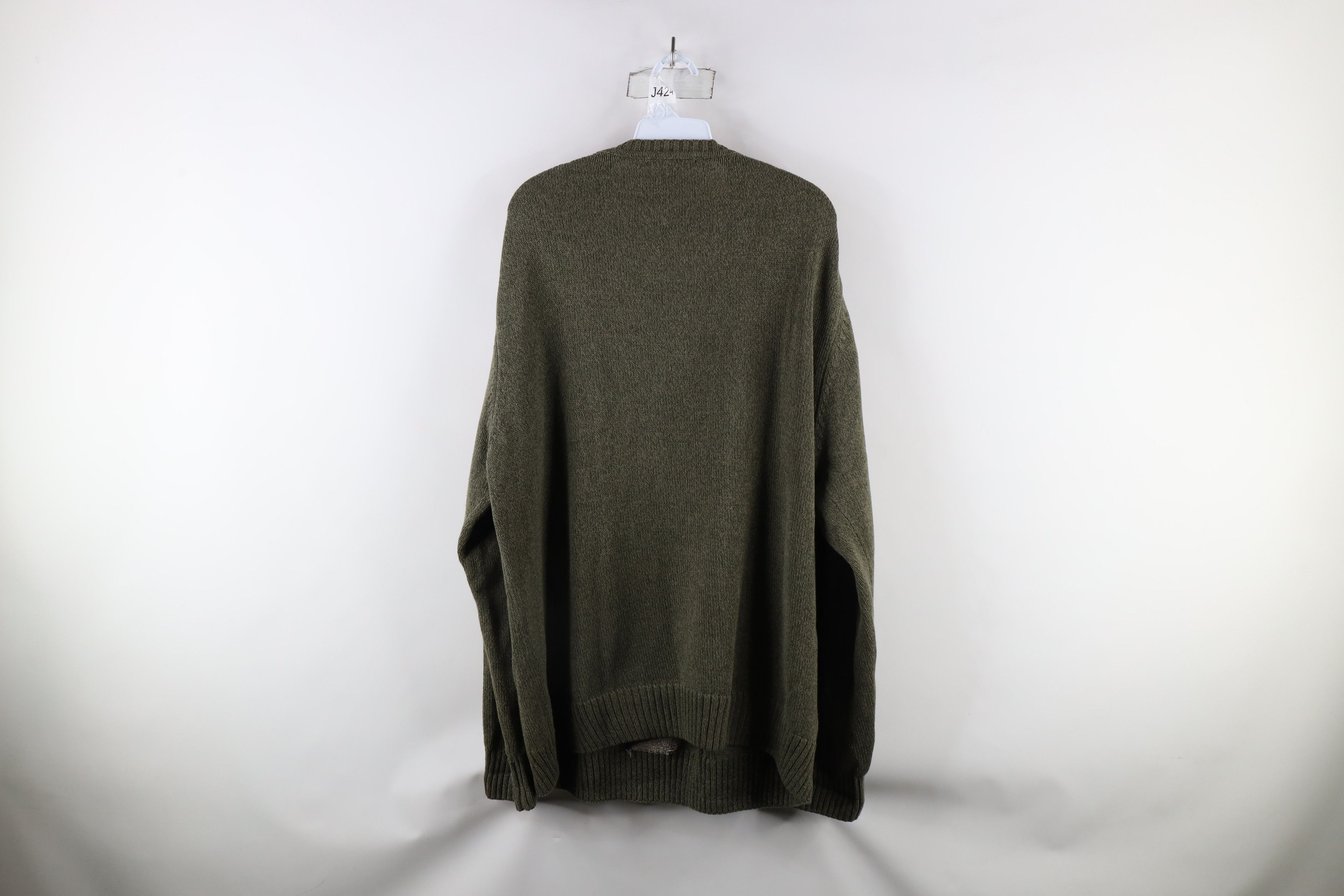 Vintage Vintage 90s Streetwear Cable Knit Crewneck Sweater Green Size US XL / EU 56 / 4 - 7 Thumbnail