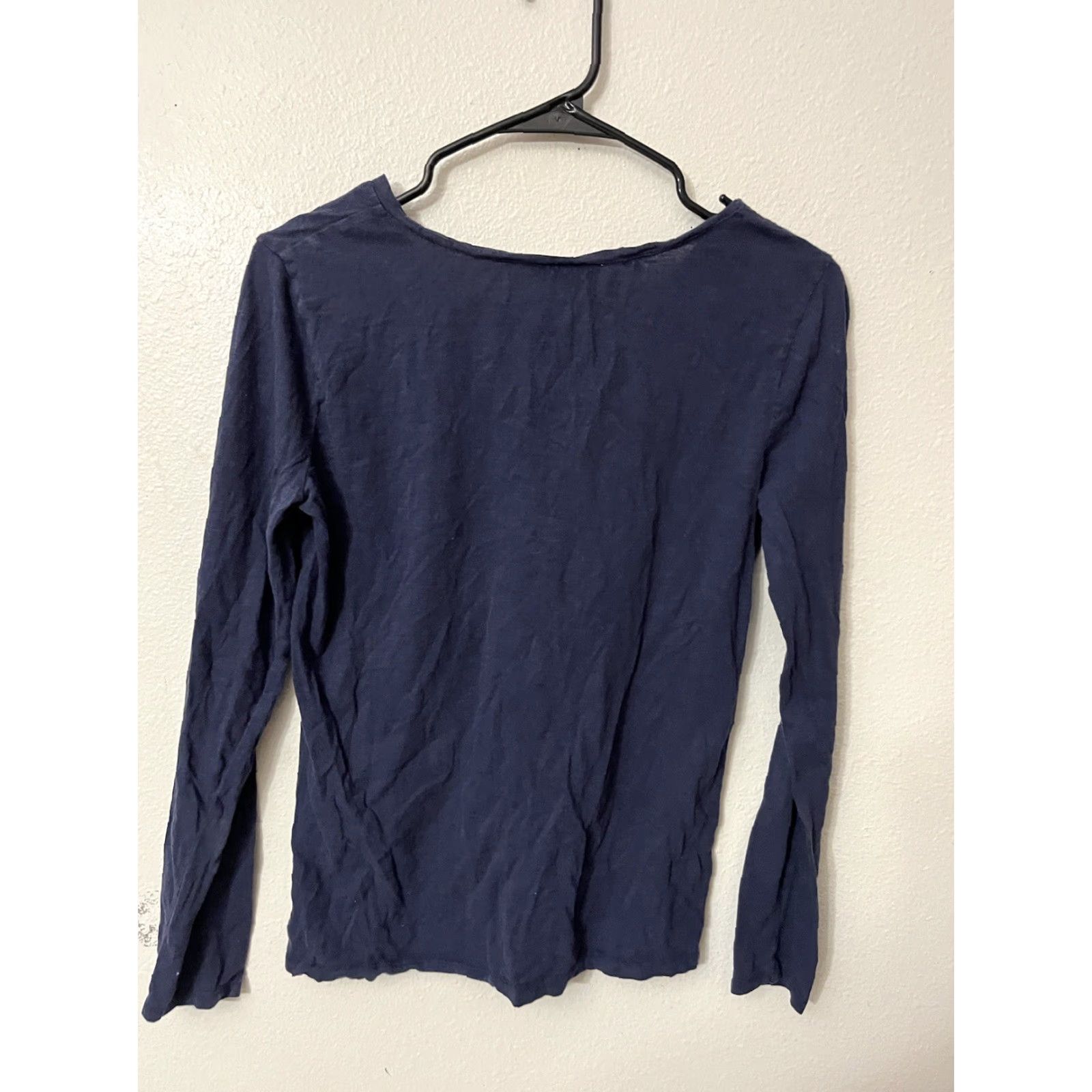 Loft VINTAGE Loft Blouse Womens Size Medium Navy Blue Long Sleeve V Neck Size M / US 6-8 / IT 42-44 - 3 Thumbnail