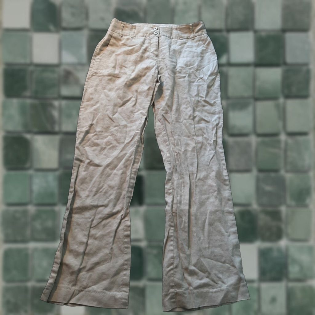 Vintage Solo Moda Dress Pants Women Beige Size 4 Tapered Knit Satin Piping Full Length Regular Size 27" / US 4 / IT 40 - 1 Thumbnail