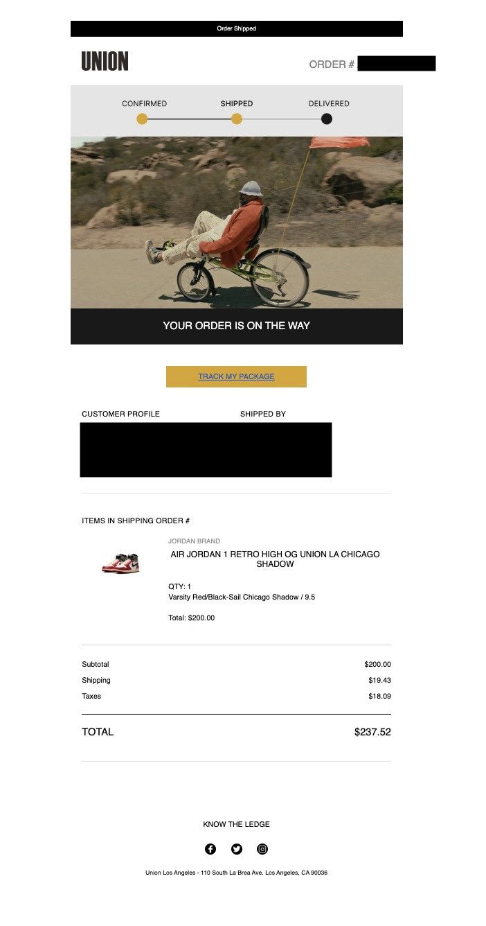 Jordan Brand × Union LA Nike Air Jordan Retro 1 High OG Union LA Chicago Shadow Size US 9.5 / EU 42-43 - 10 Thumbnail