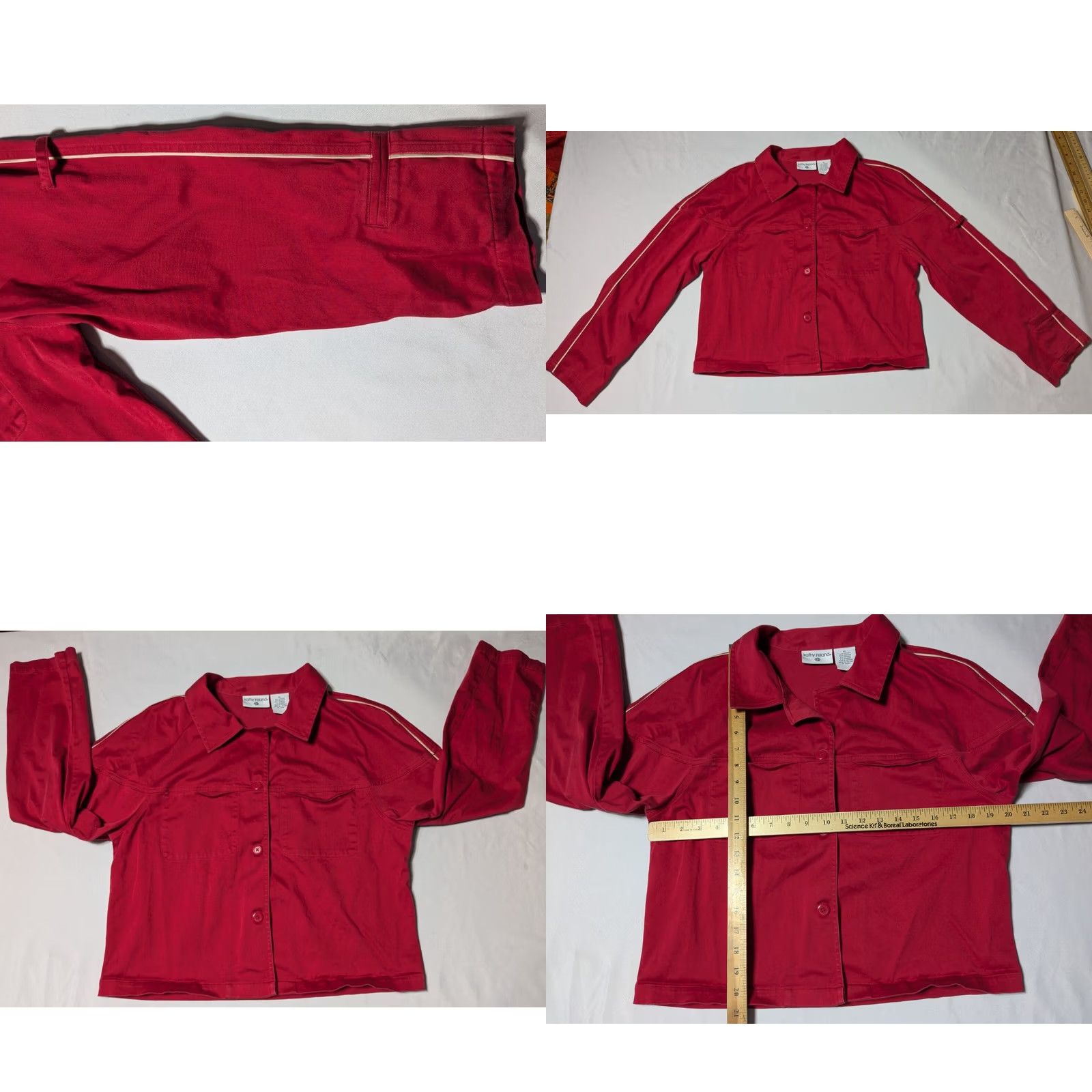 Vintage KATHY IRELAND Red Cotton Stretch Button-Up Jacket Women XL Size XL / US 12-14 / IT 48-50 - 8 Thumbnail