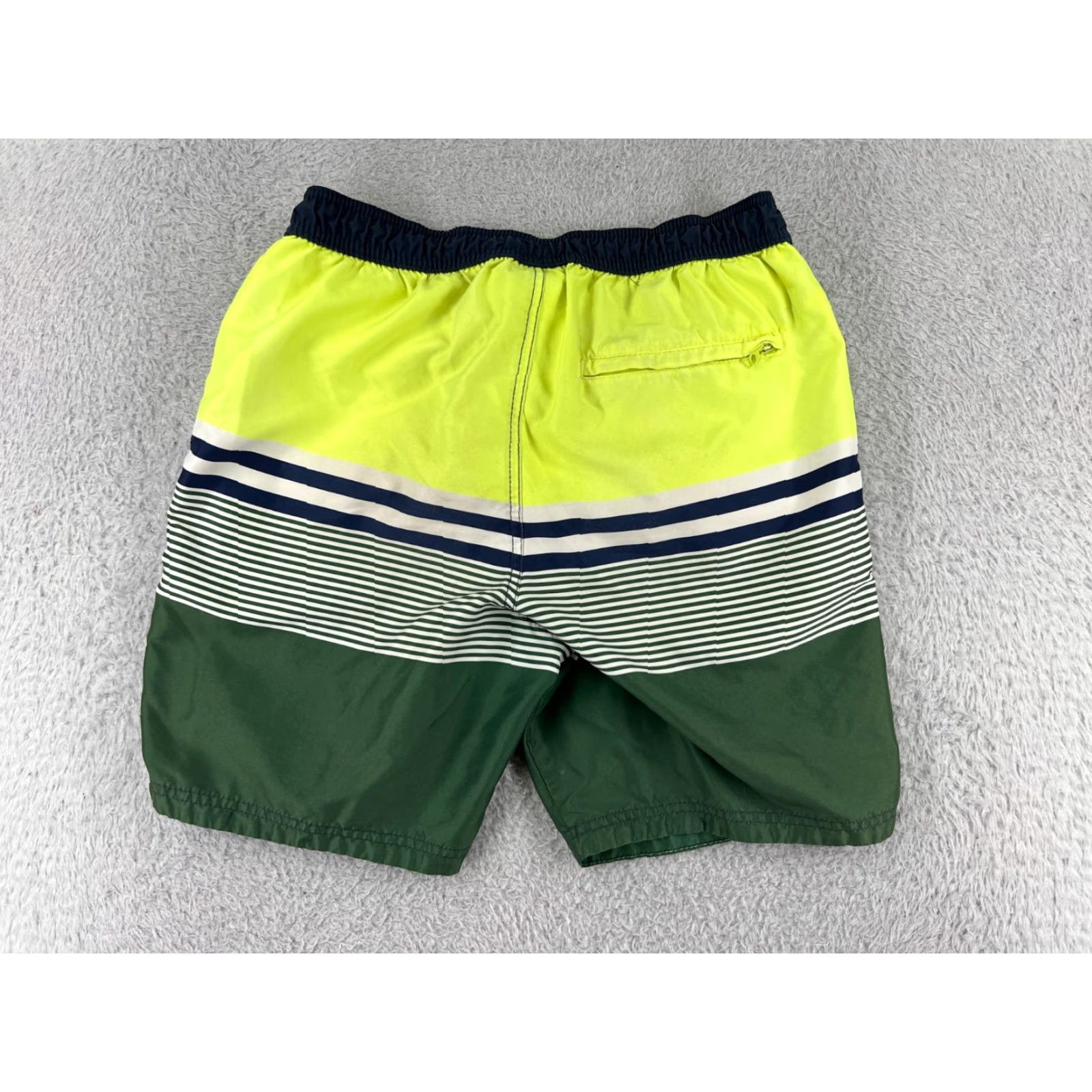 H&M H&M Mens Small Green Yellow Board Shorts Swim Trunks Beach Hi-Viz Polyester Striped Pattern Size US 29 - 2 Thumbnail
