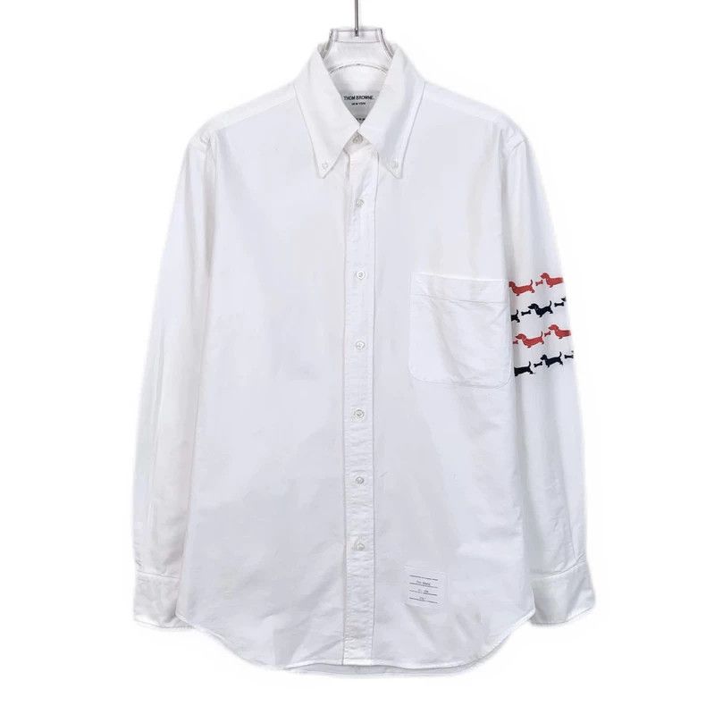Thom Browne Thom Browne White Long Sleeve Oxford Shirt - dmc Size US S / EU 44-46 / 1 - 1 Thumbnail