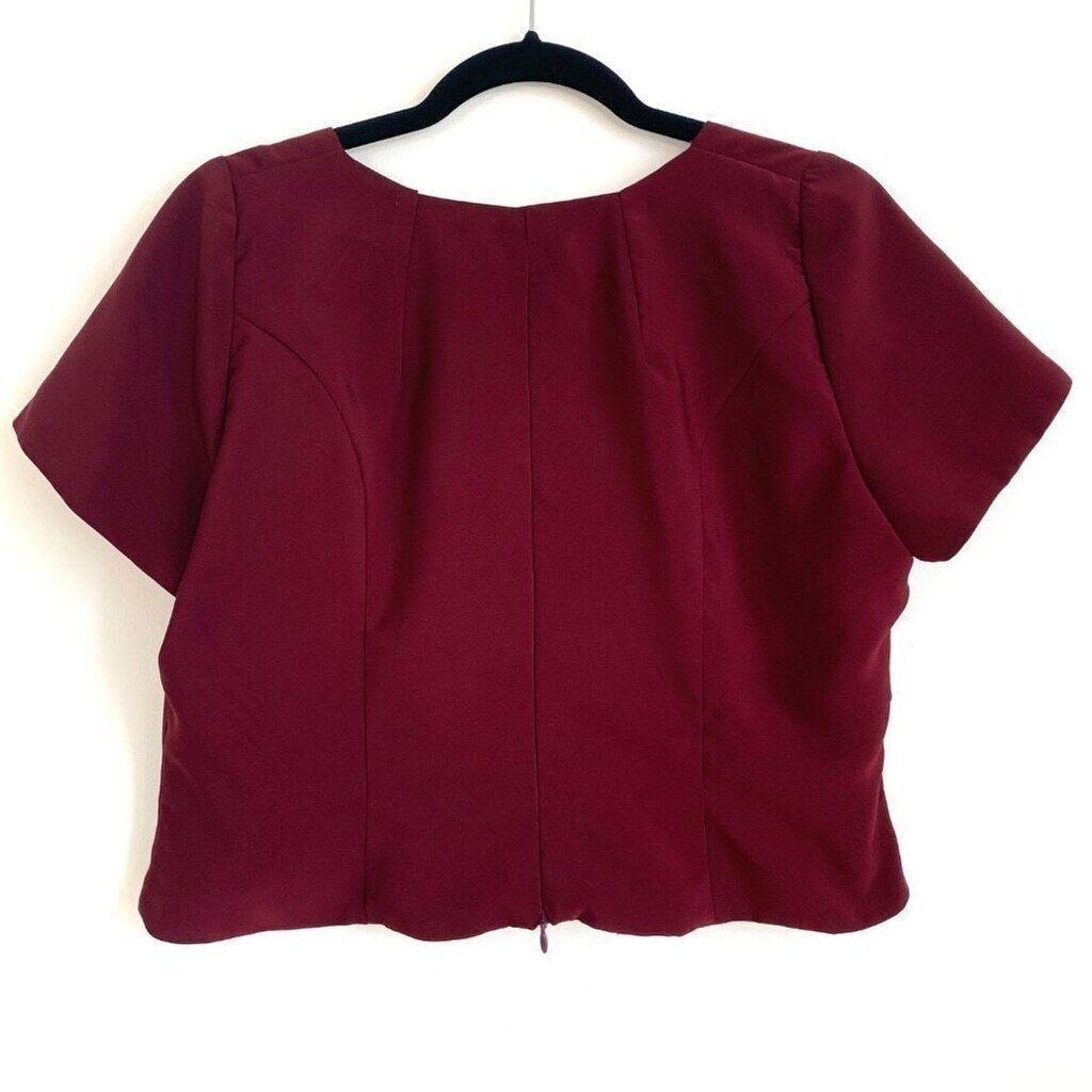 Vintage Vintage Satin Maroon Wine Cap Sleeve Top Women's Large Size L / US 10 / IT 46 - 5 Thumbnail