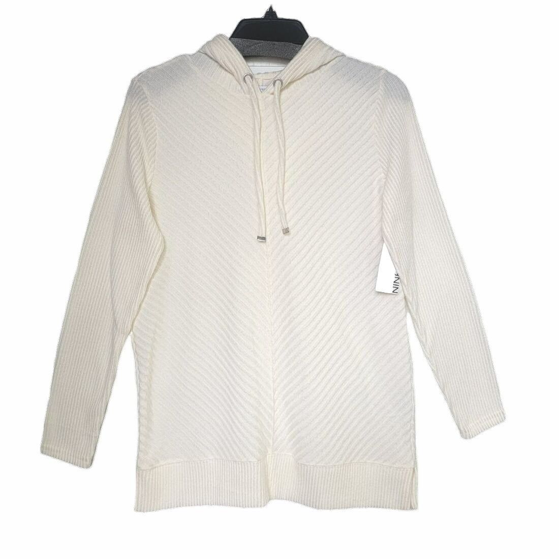Nine West ❤️Nine West Women's Ivory Hooded Tunic Sweater Longline Text Size S / US 4 / IT 40 - 2 Thumbnail
