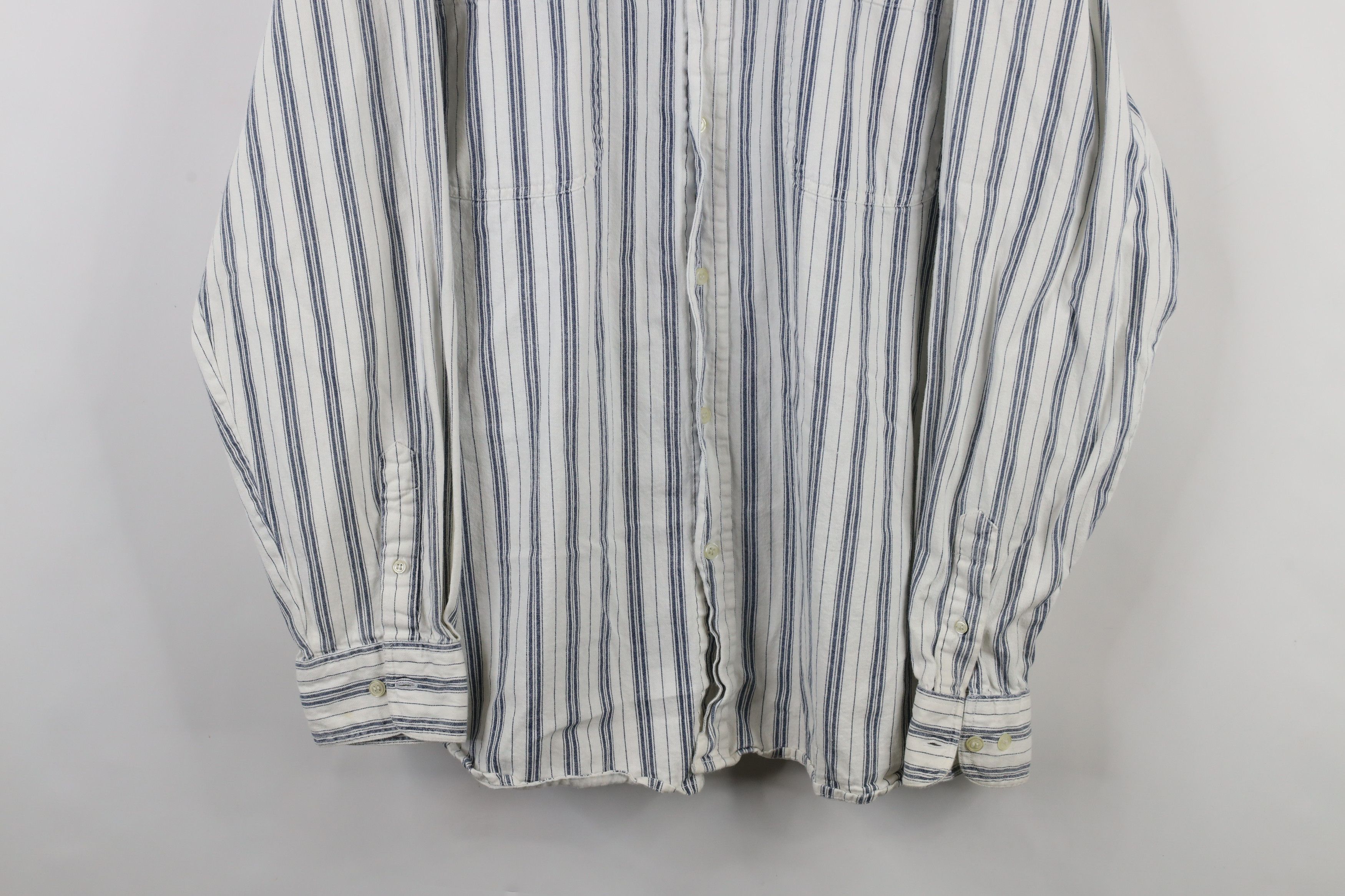 Vintage Vintage 90s Streetwear Fit Band Collar Button Shirt White Size US XL / EU 56 / 4 - 3 Thumbnail