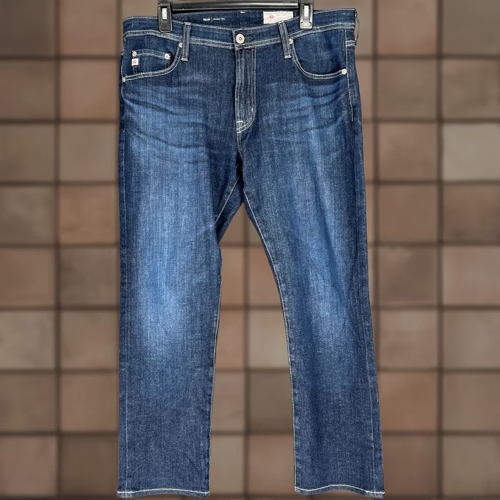 Vintage AG Tellis Jeans Slim Mens 33x30 Blue Denim 5-Pocket Stretch Modern City USA Regular Three Size US 33 - 1 Thumbnail