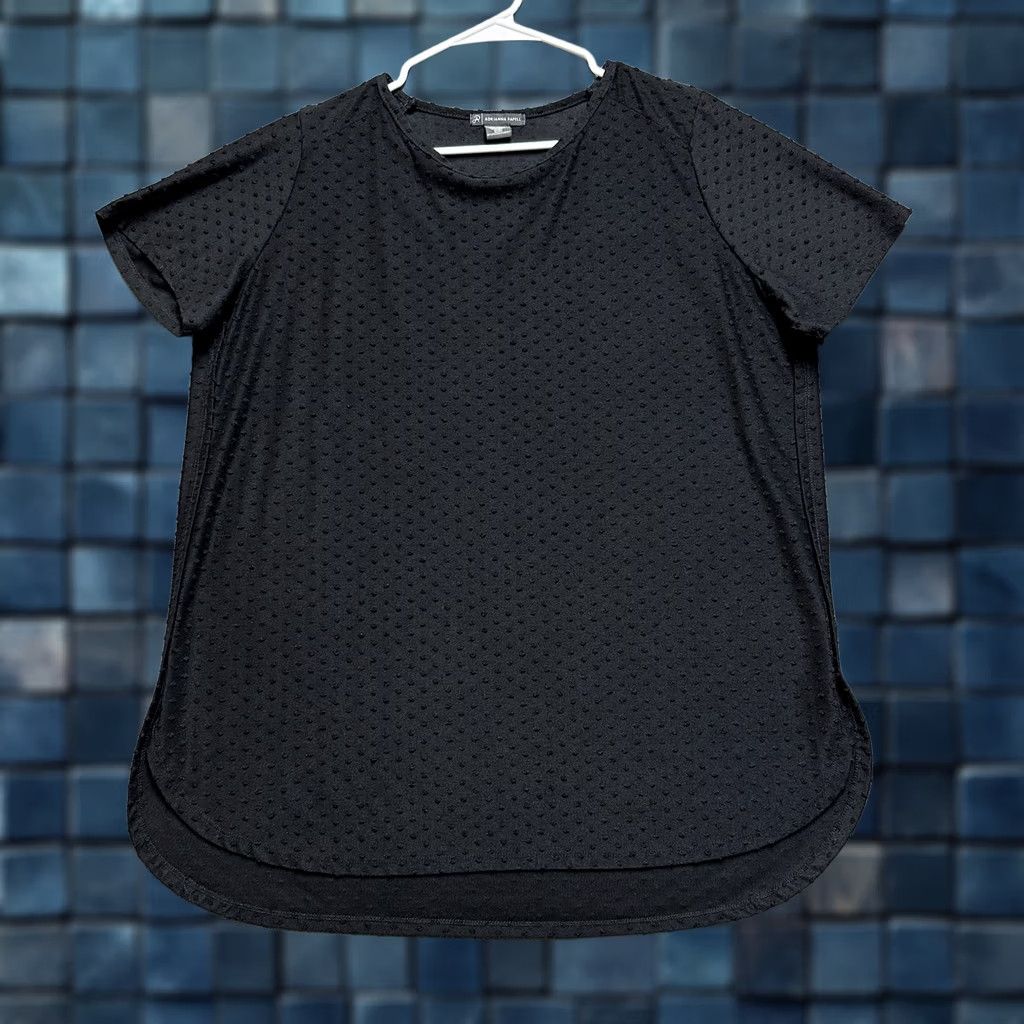 Adrianna Papell Adrianna Papell Shirt Womens XL Black Raised Polka Dot 3D Textured Casual Size XL / US 12-14 / IT 48-50 - 1 Thumbnail