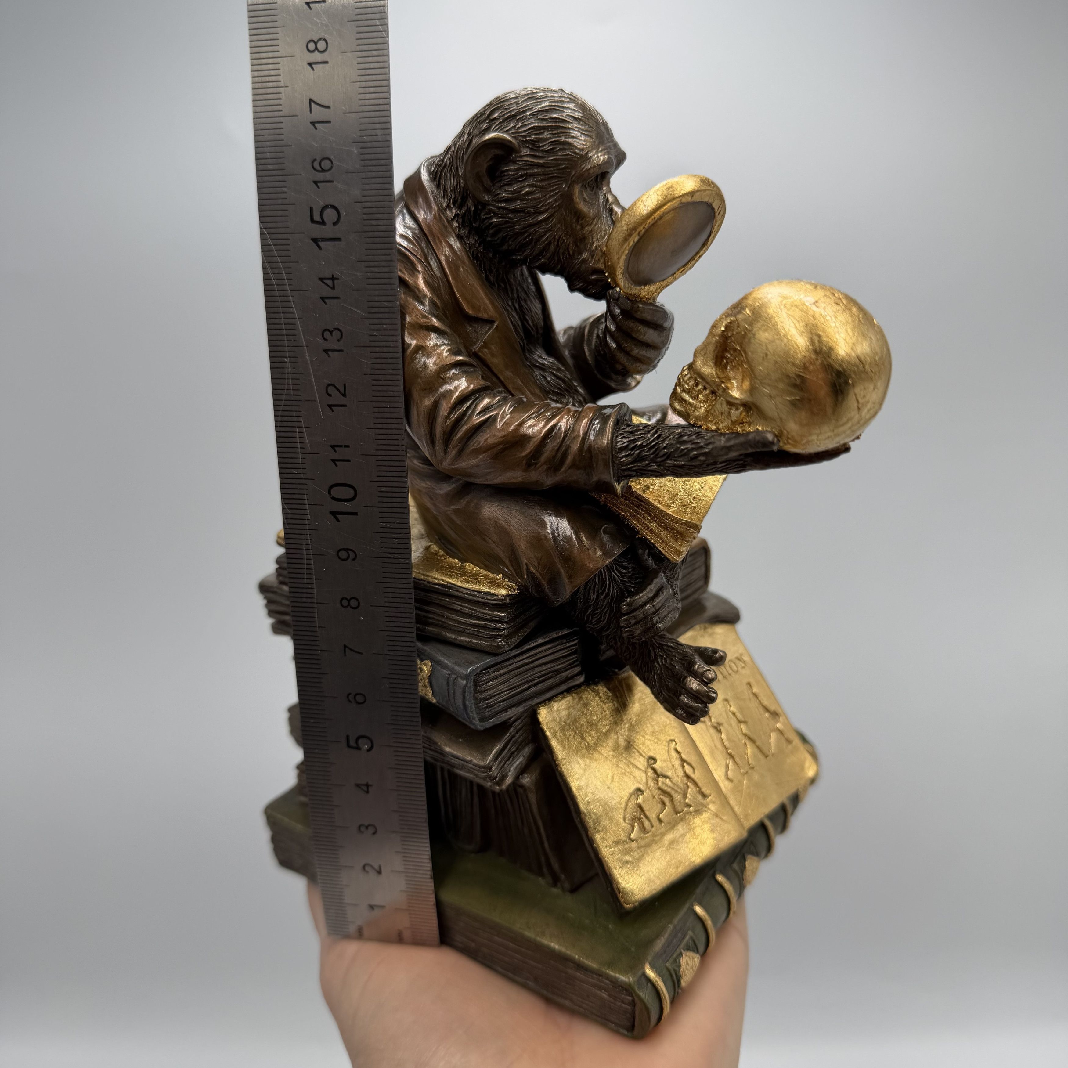 Other Monkey Trinket Box on Books Bronze Polystone Statue Size ONE SIZE - 6 Thumbnail