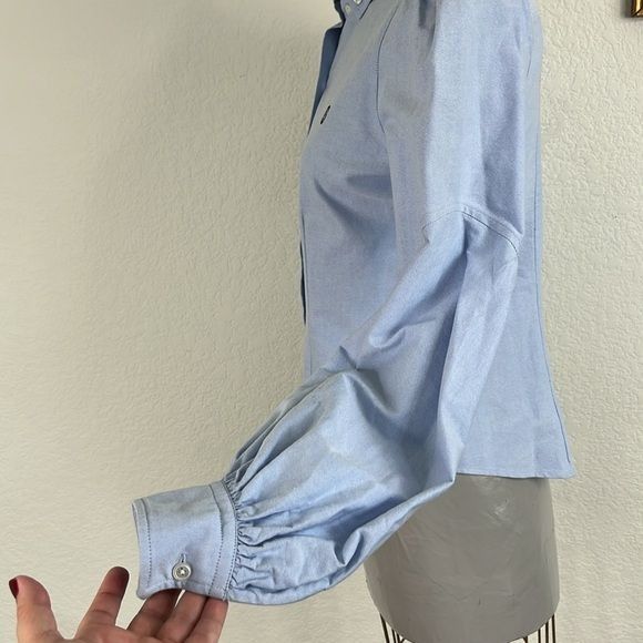 Marc Jacobs Marc Jacobs Bishop Embroidered Oxford Shirt Blue Long Sleeve Size S / US 4 / IT 40 - 8 Thumbnail