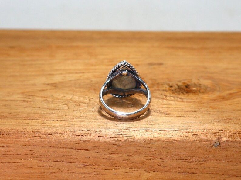 Handmade Handmade Black Rutile Sterling Silver Ring: April Birthstone Size ONE SIZE - 8 Thumbnail