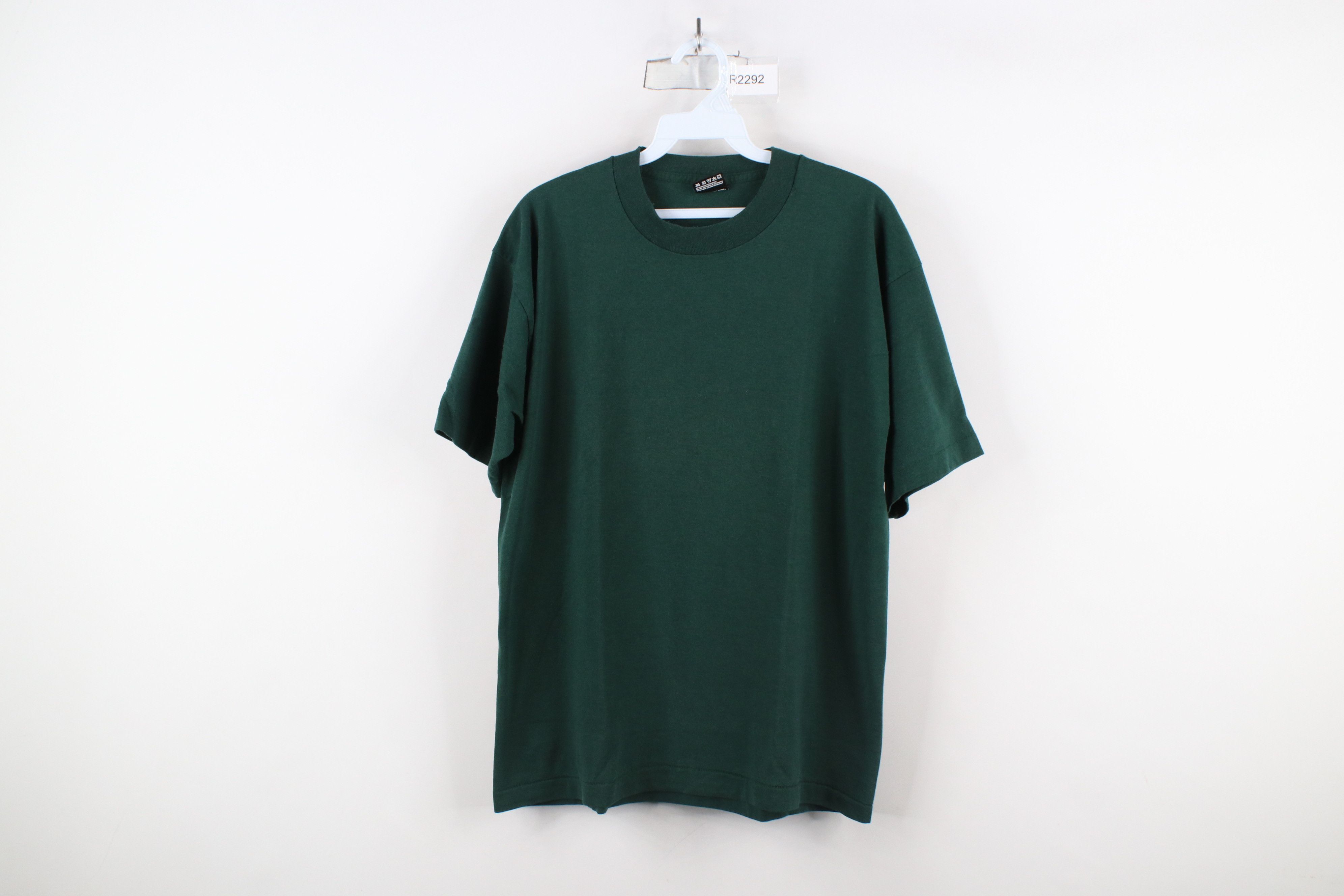 Vintage Vintage 90s Streetwear Blank Short Sleeve T-Shirt Green USA Size US L / EU 52-54 / 3 - 1 Thumbnail