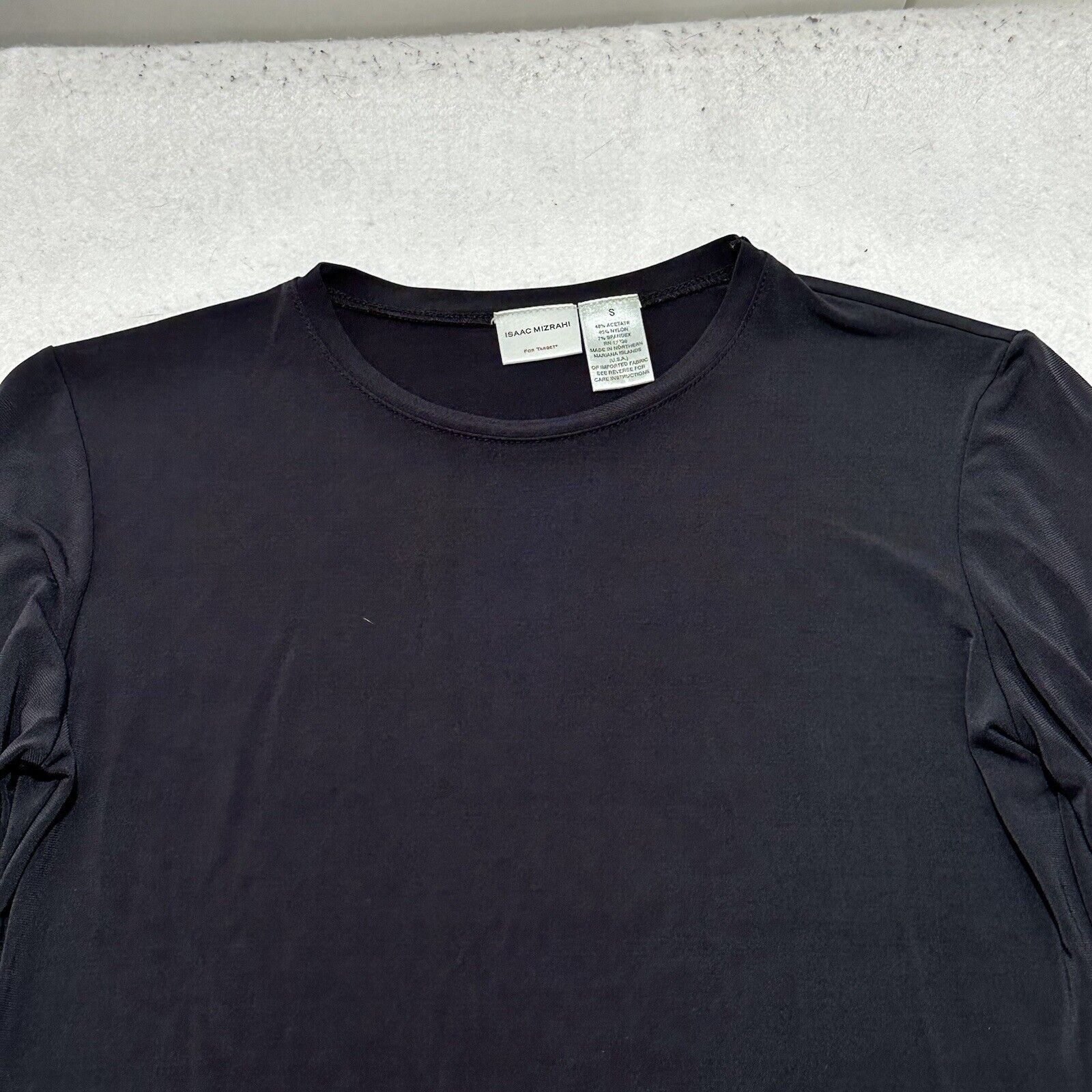 Isaac Mizrahi Isaac Mizrahi Small Short Sleeve Acetate Blend Black T Shirt Size S / US 4 / IT 40 - 2 Thumbnail