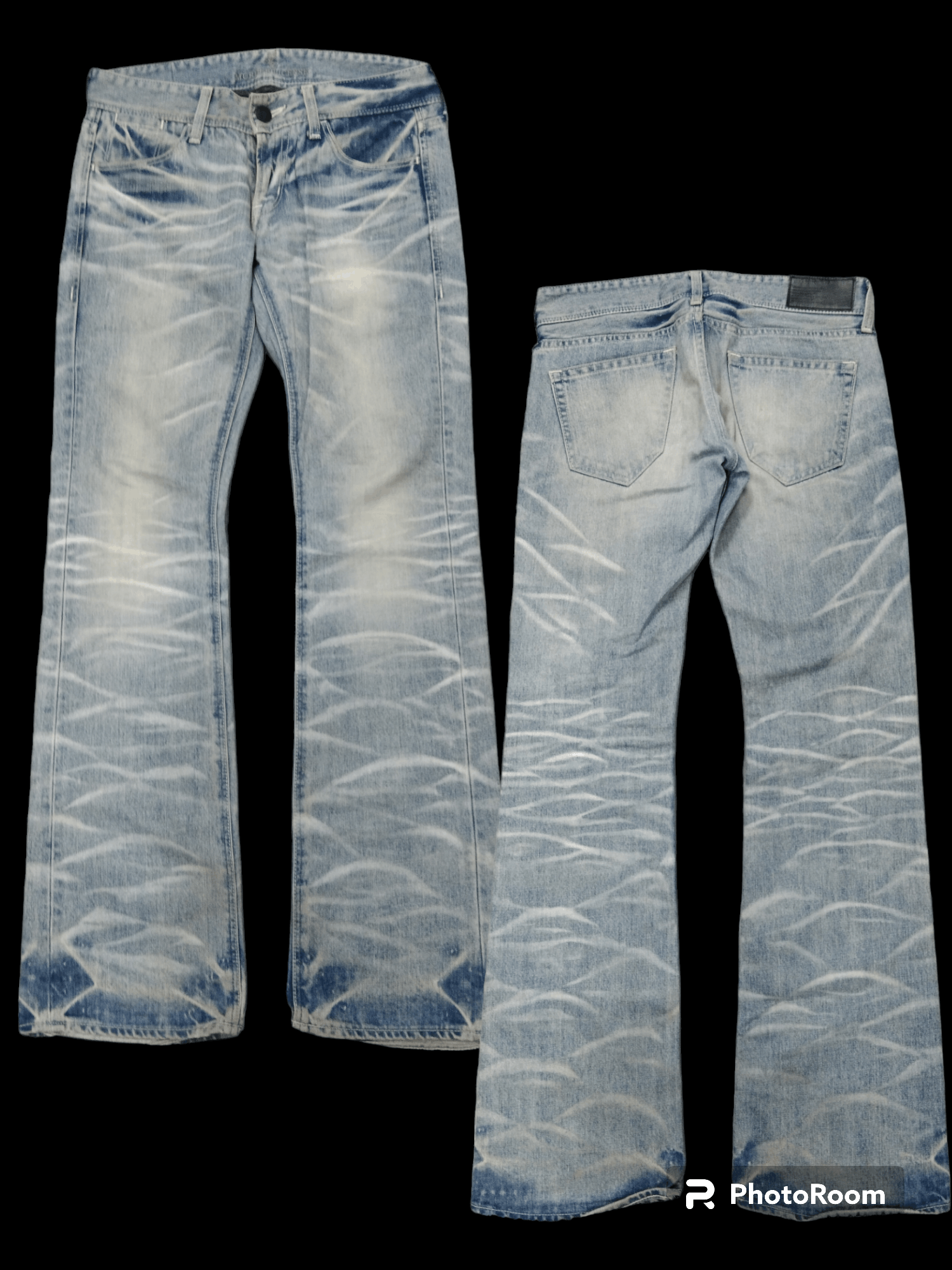 image of Hype x Hysteric Glamour Flare Sick Murder Licensedenim Pants in Blue Distressed, Men's (Size 29)