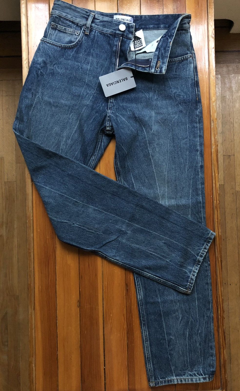 image of Balenciaga 2020 Straight Leg Baggy Jeans in Blue, Men's (Size 26)