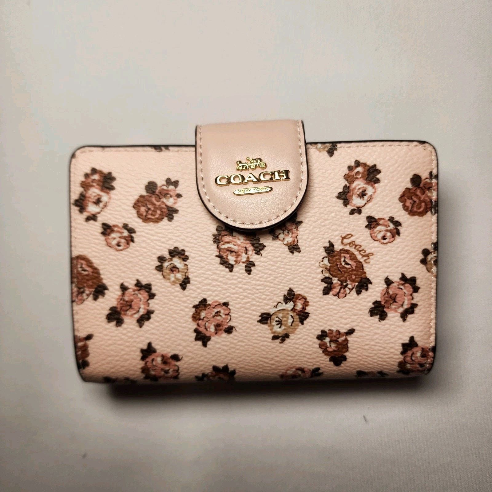 Coach Coach CZ343 Medium Corner Zip Wallet Rosette Floral Pink Size ONE SIZE - 1 Thumbnail