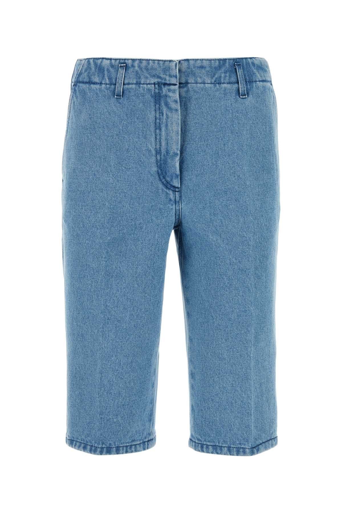 image of Dries Van Noten Denim Bermuda Shorts in Blue, Women's (Size 26)