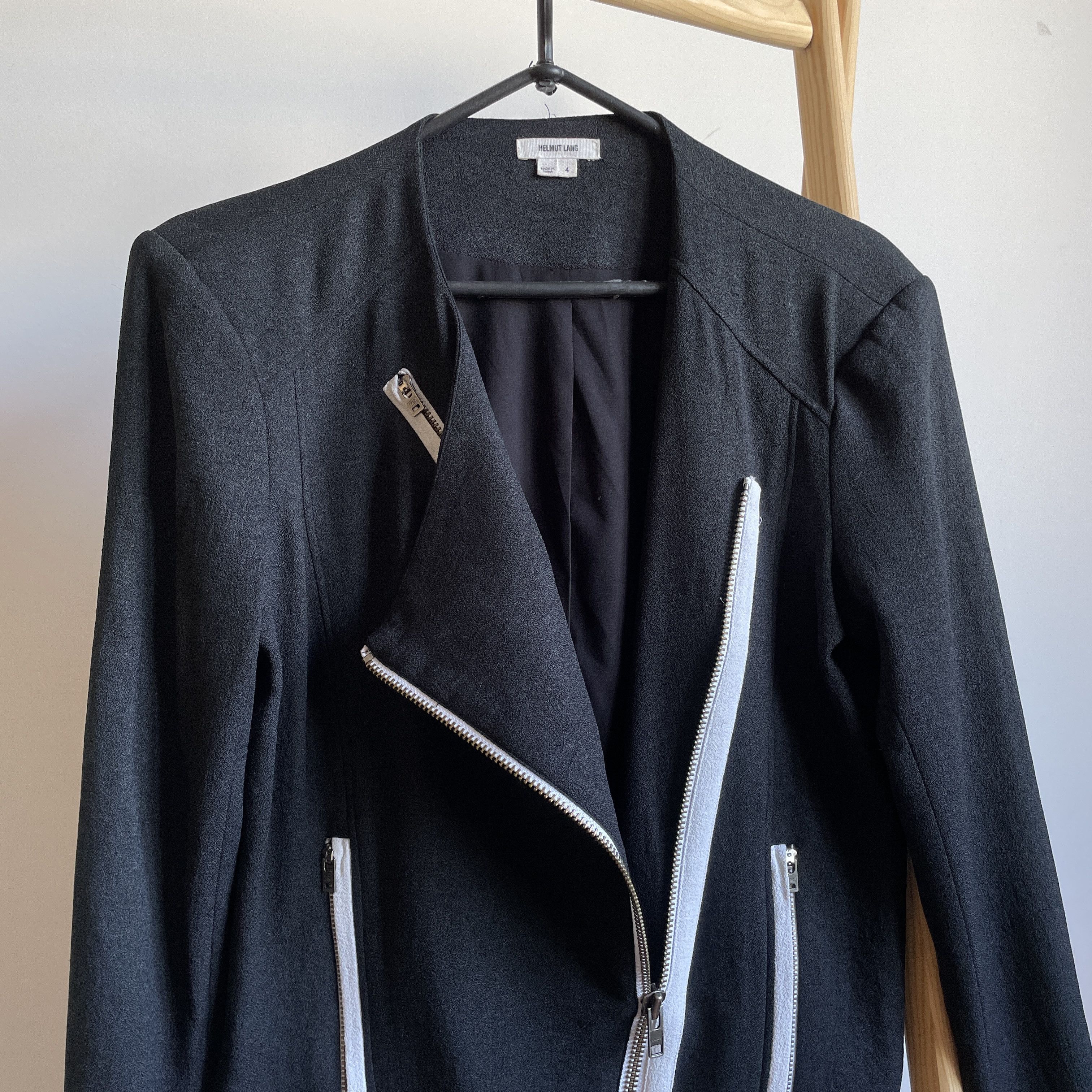 Helmut Lang Helmut Lang Womens Collarless Moto Asymmetrical Zip Jacket Size S / US 4 / IT 40 - 6 Thumbnail