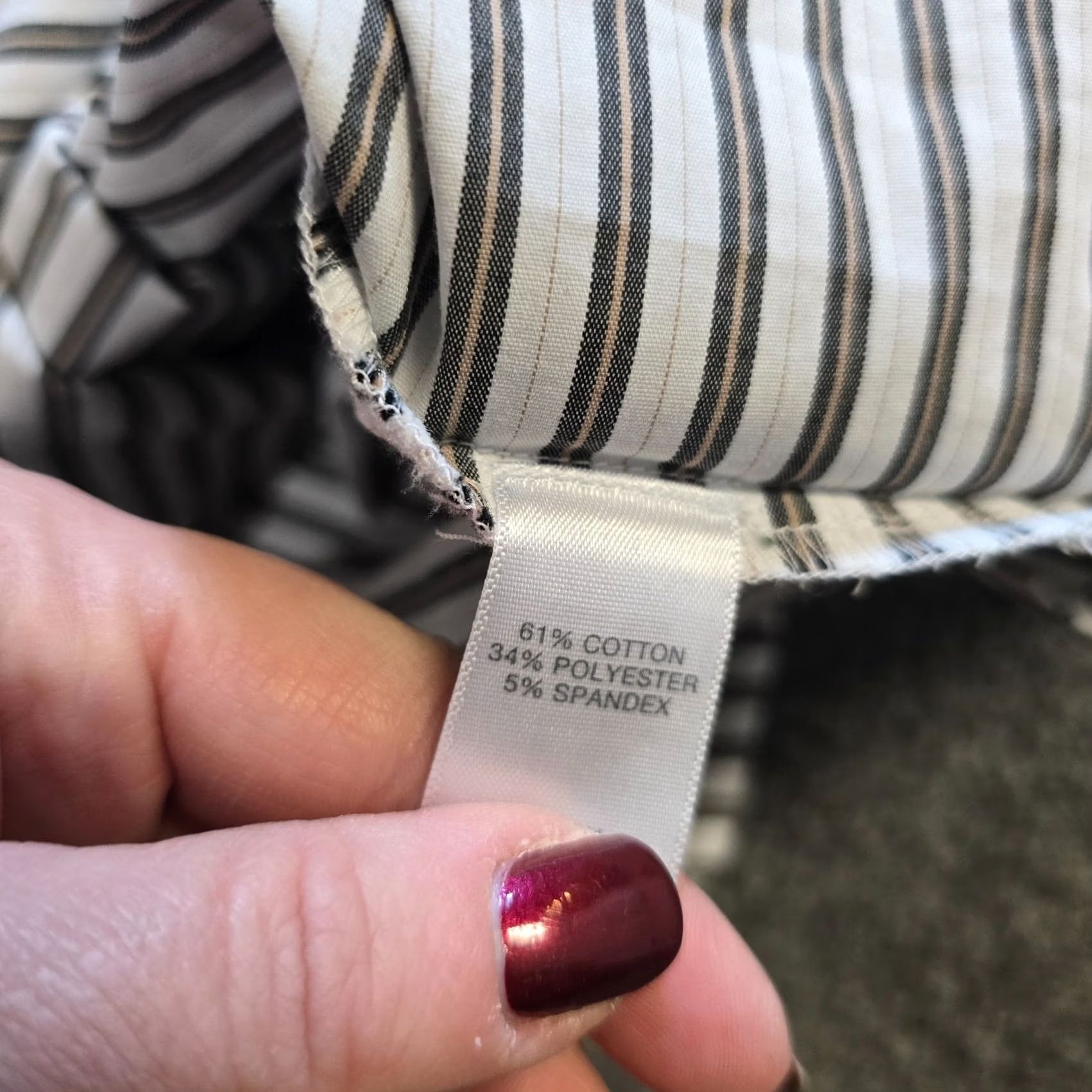 J. Jill J Jill Top Womens XL White Gray Striped Button-Up Long Sleeve Career Casual Shirt Size XL / US 12-14 / IT 48-50 - 7 Thumbnail