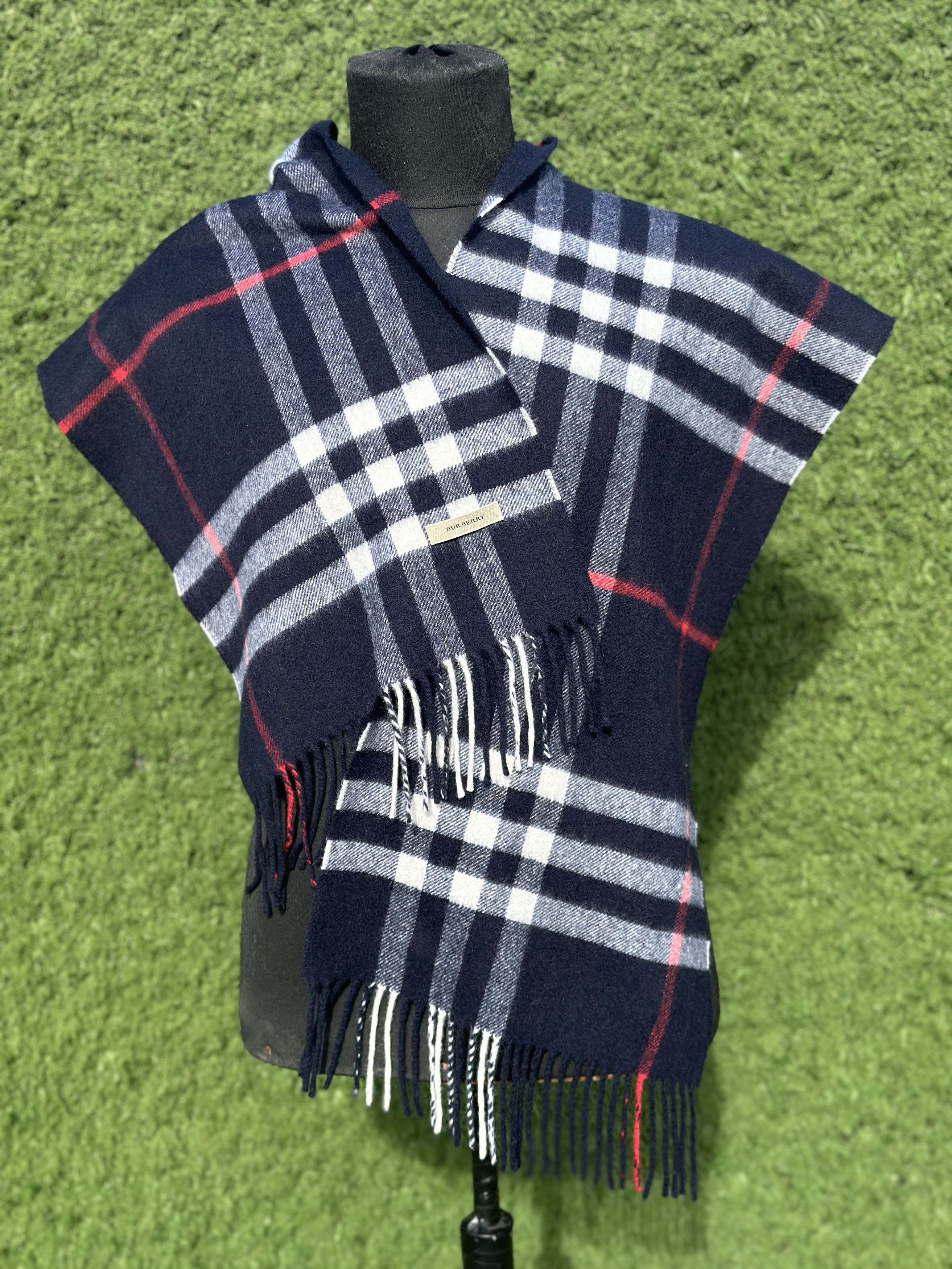 Burberry Burberry 100% Cashmere Check Scarf Fringe Classic 180x30 Cm Size ONE SIZE - 8 Thumbnail
