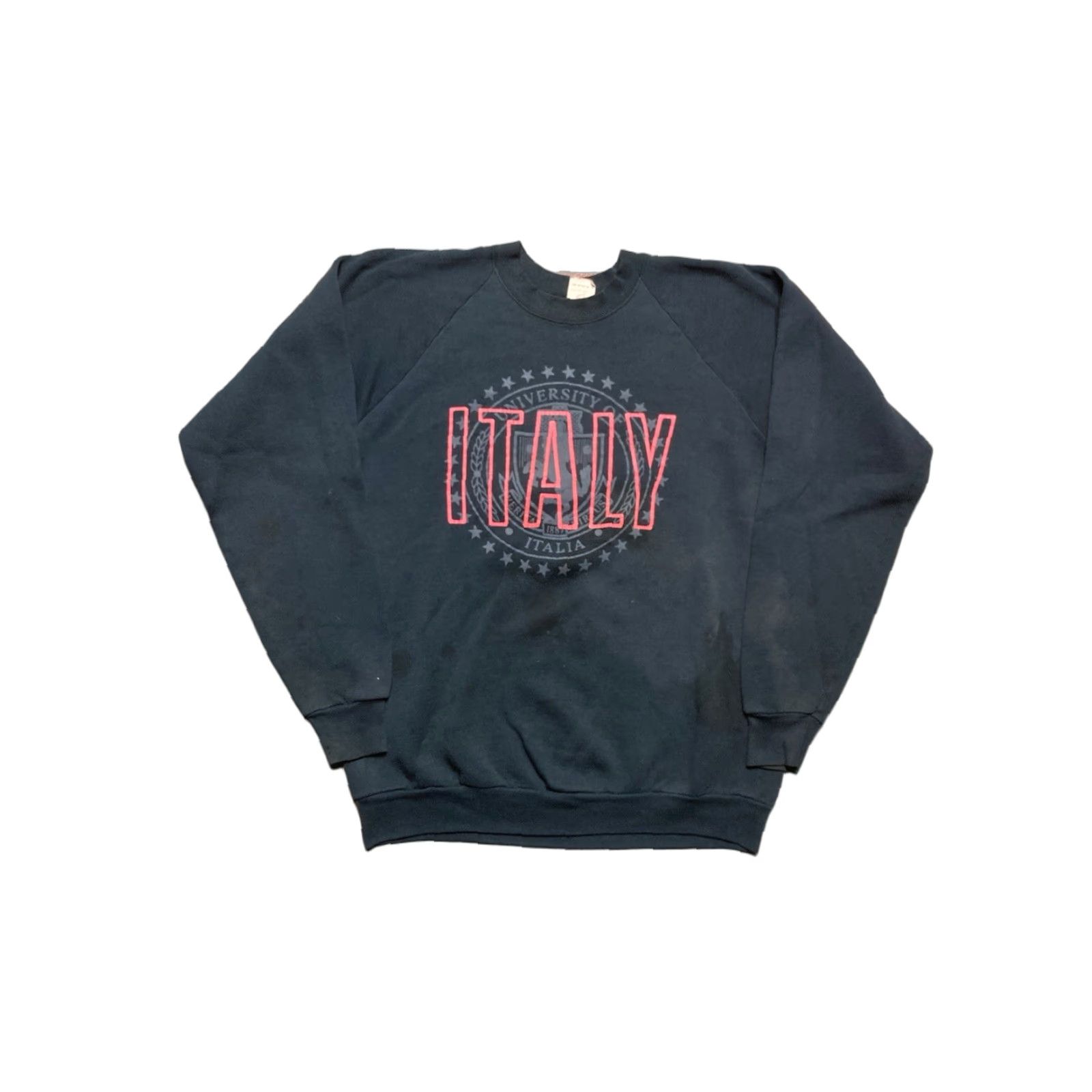 Fruit Of The Loom VINTAGE 80s Fruit of the Loom Sweatshirt Italy University of Italia FOTL Black XL Men Pullover Crewneck Size US XL / EU 56 / 4 - 1 Thumbnail