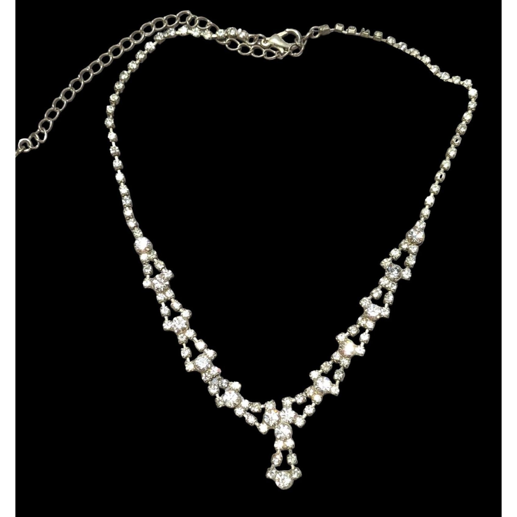 Other Vintage Silver Rhinestone Bridal Necklace Size ONE SIZE - 1 Thumbnail