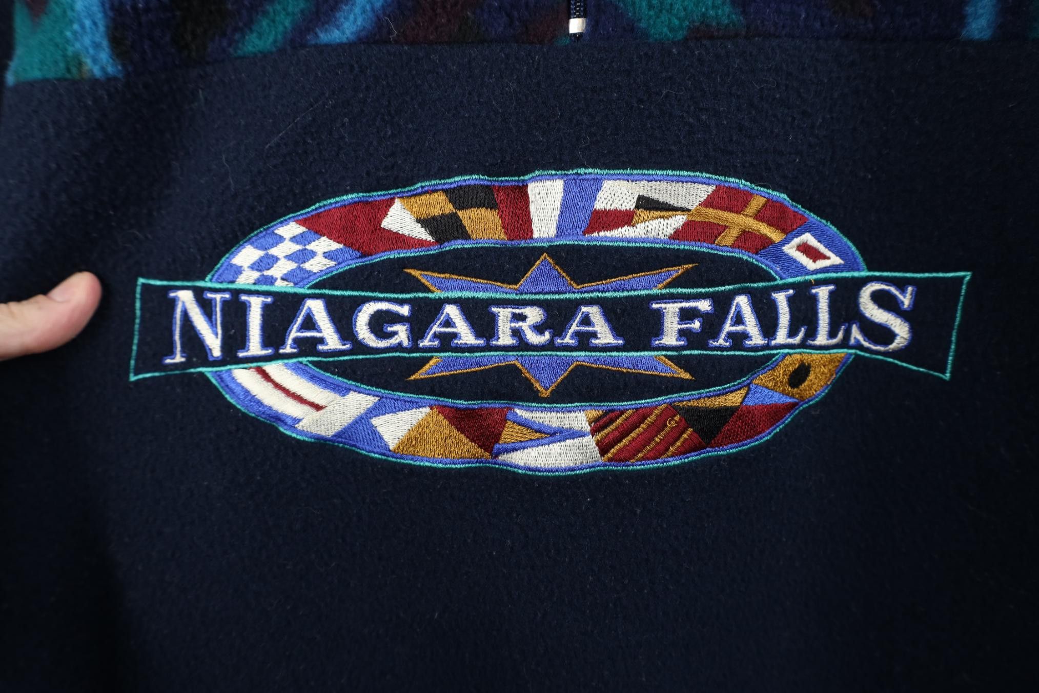 Vintage Vtg 90s Streetwear Niagara Falls 1/4 Zip Fleece Sweater Size XXL / US 16-18 / IT 52-54 - 4 Thumbnail