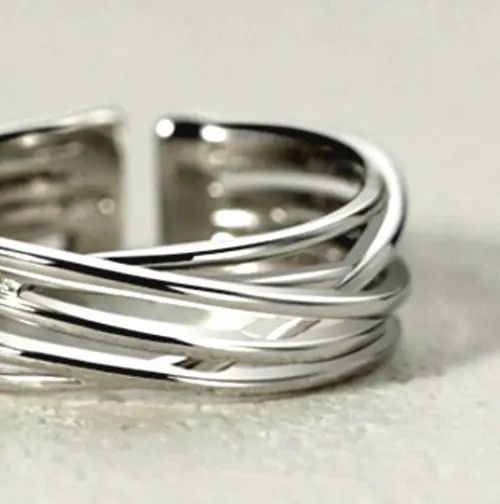 Ring Of Fire Punkrock Shiny Tiny Bird Nest Silver Ring Size ONE SIZE - 3 Thumbnail
