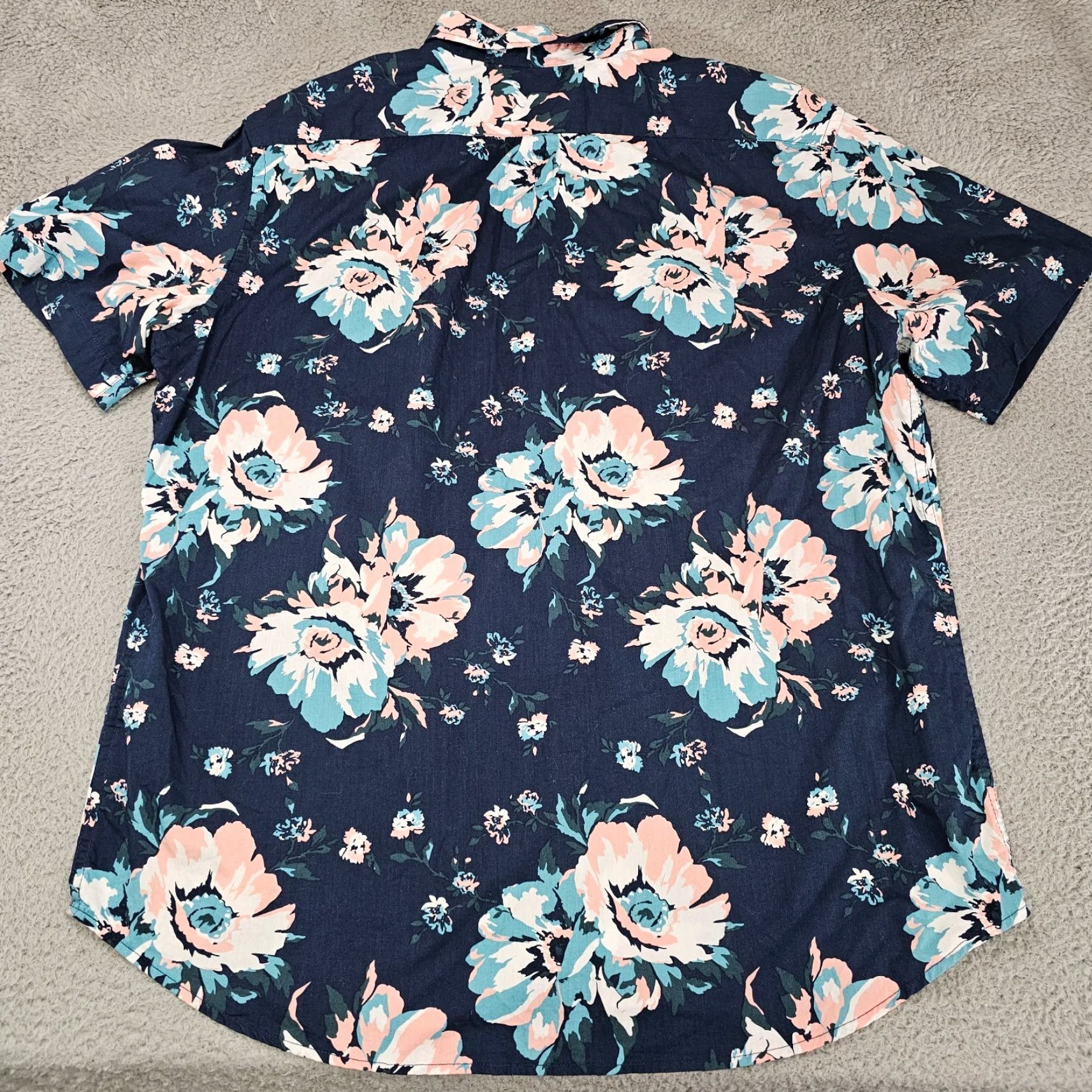 Old Navy Old Navy Shirt Mens XL Navy Floral Slim Fit Button Up Short Sleeve Size US XL / EU 56 / 4 - 4 Thumbnail