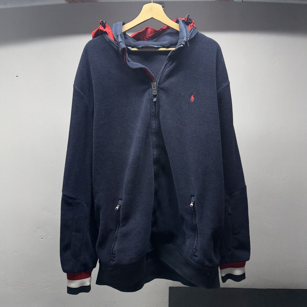 Vintage Polo Ralph Lauren Polartec Hooded Zip Up Fleece ERD Grunge Size US XXL / EU 58 / 5 - 1 Thumbnail
