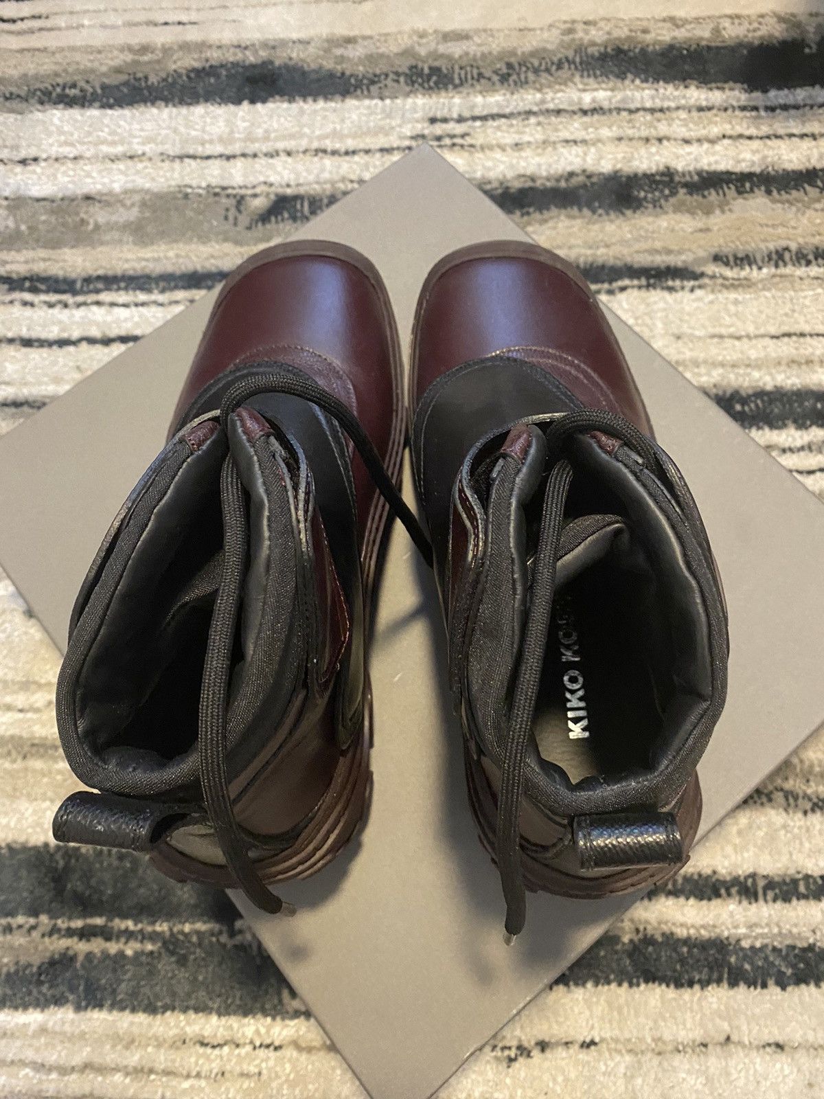 Kiko Kostadinov Tonkin High Leather lace Up Boot Maroon EU41 | Grailed