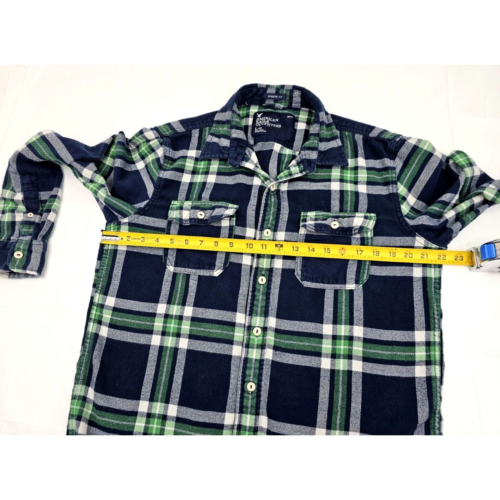 American Eagle Outfitters VINTAGE AMERICAN EAGLE Athletic Fit Flannel Shirt LOT x 2 Men L Green & Red Plaid Size US L / EU 52-54 / 3 - 6 Thumbnail