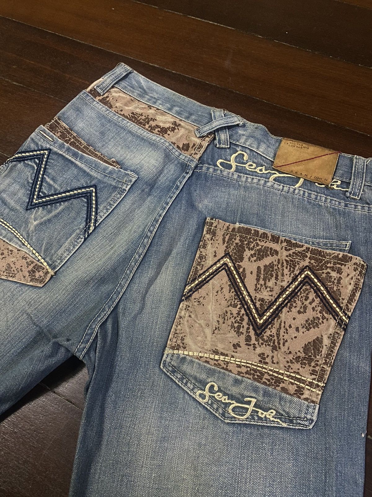 Anchor Blue × JNCO × Sean John Fire vintage SEAN JOHN WIDE LEG dirty mud wash Size US 34 / EU 50 - 7 Thumbnail