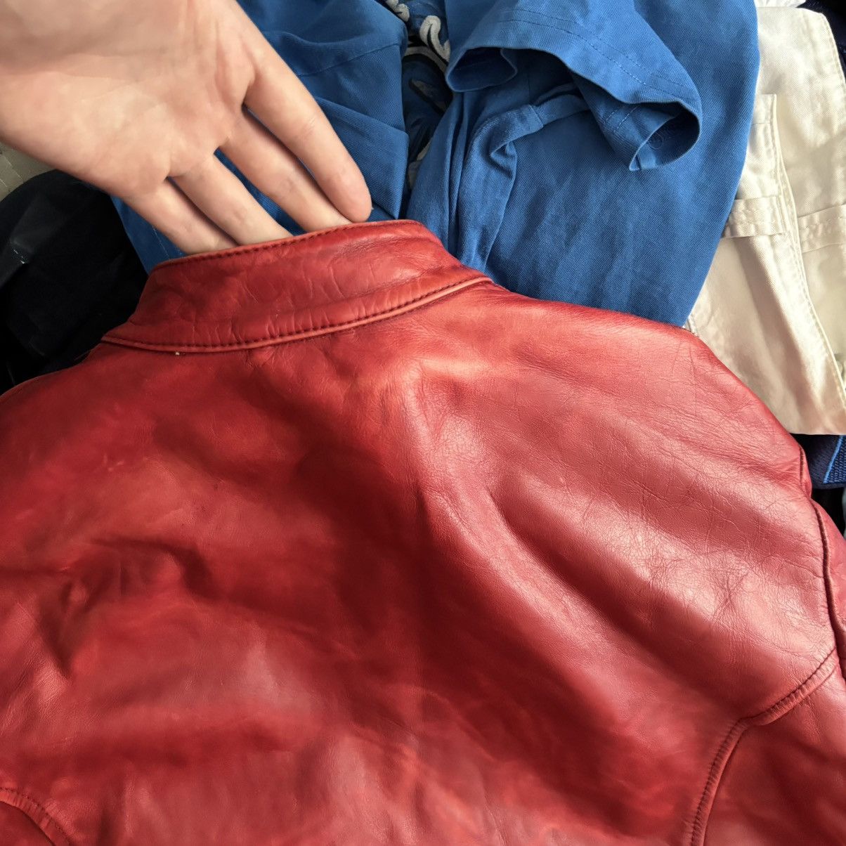 Vintage Vintage 1973 Italy Moto Real Red Leather Jacket Lampo Zip Size US M / EU 48-50 / 2 - 17 Thumbnail