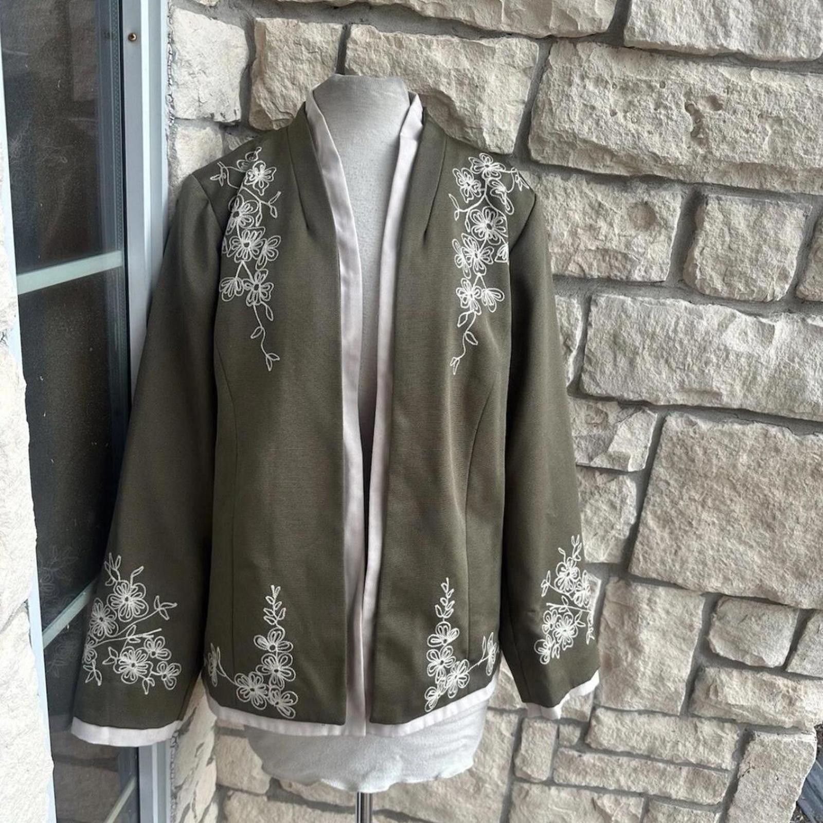 Other Green embroidered floral jacket #floraljacket Size XL / US 12-14 / IT 48-50 - 1 Thumbnail