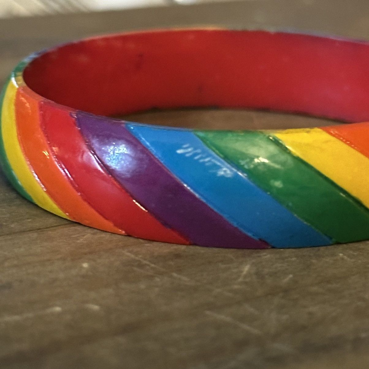 Vintage Vintage wooden rainbow bangle bracelet Size ONE SIZE - 4 Thumbnail