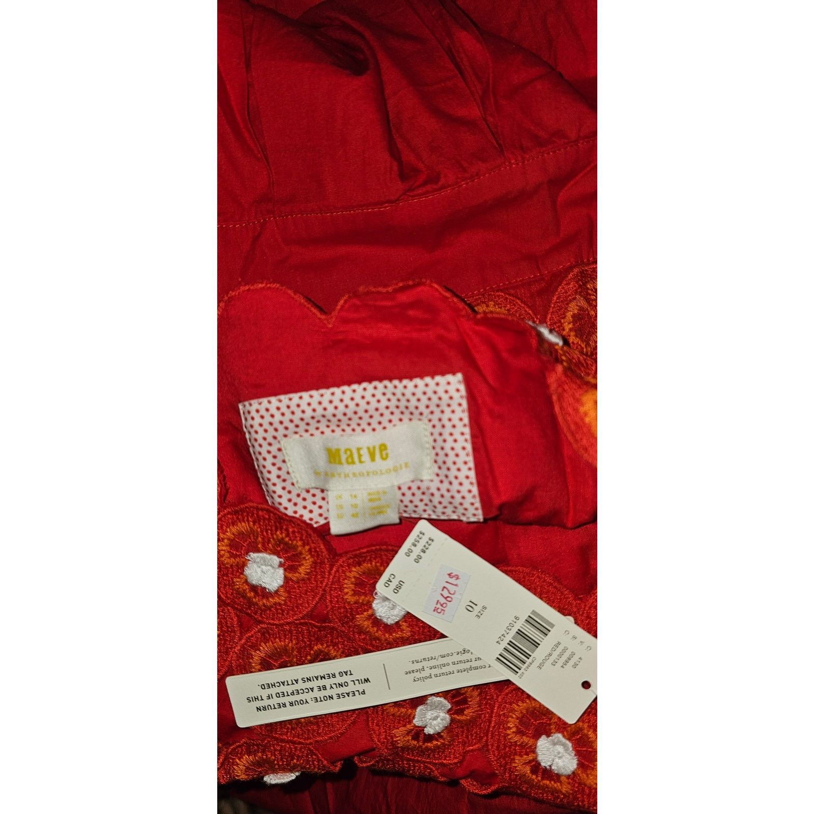 Anthropologie NWT Maeve Crochet Halter Poplin Midi Dress $228 SIZE 10 Red Size L / US 10 / IT 46 - 5 Thumbnail