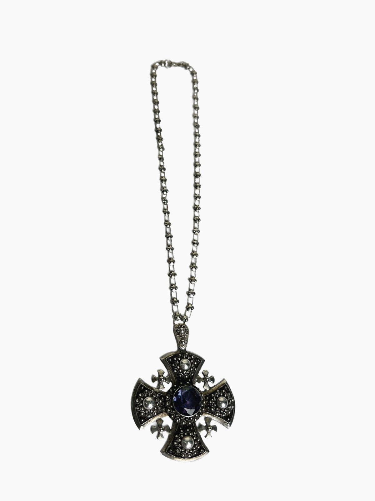 Sterling Silver Massive Sterling Silver Amethyst Filigree Cross Size ONE SIZE - 5 Thumbnail