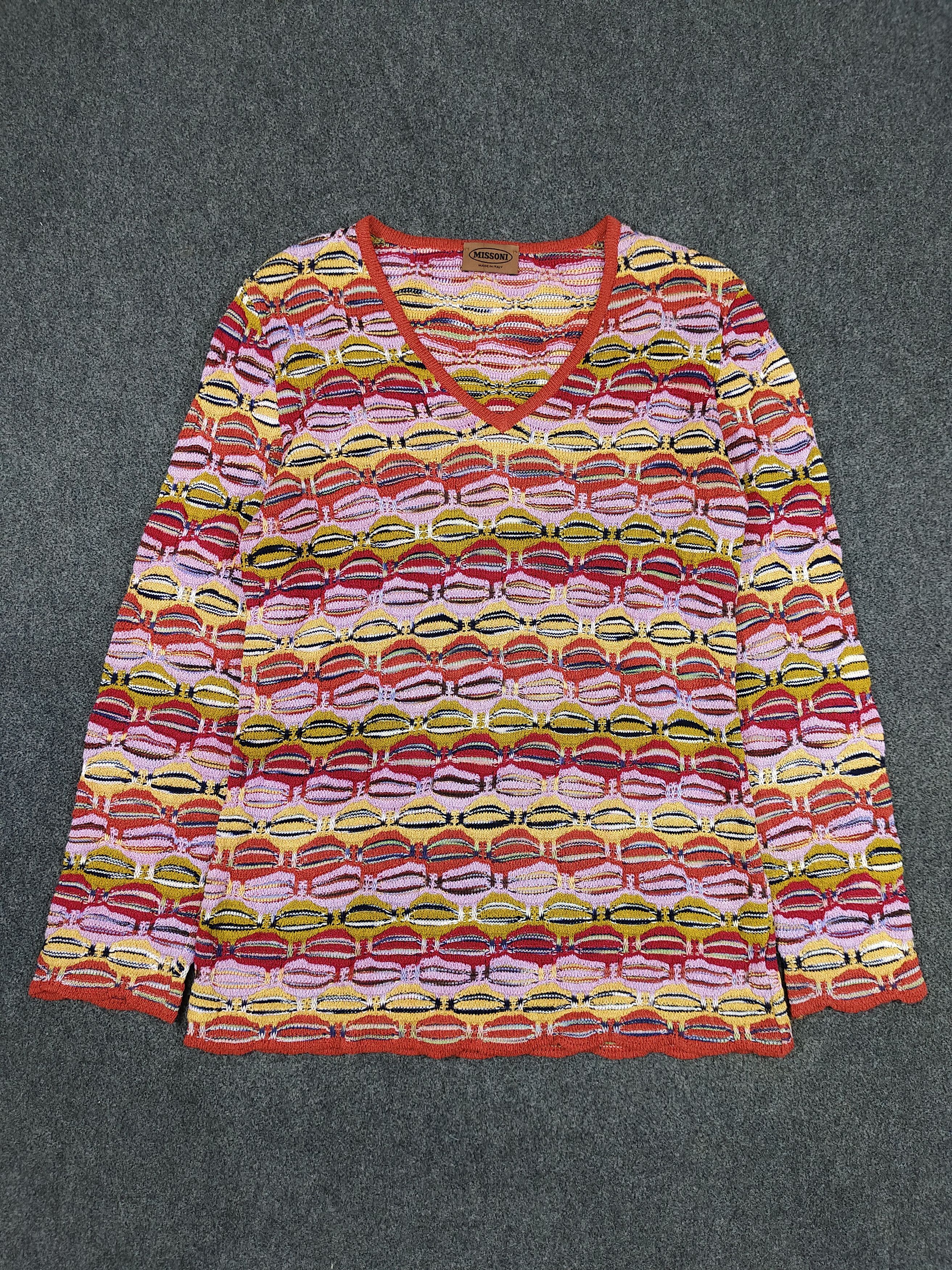 Missoni 90s Missoni 🔥 Jacquard Pattern Knitted Sweater Size M / US 6-8 / IT 42-44 - 4 Thumbnail