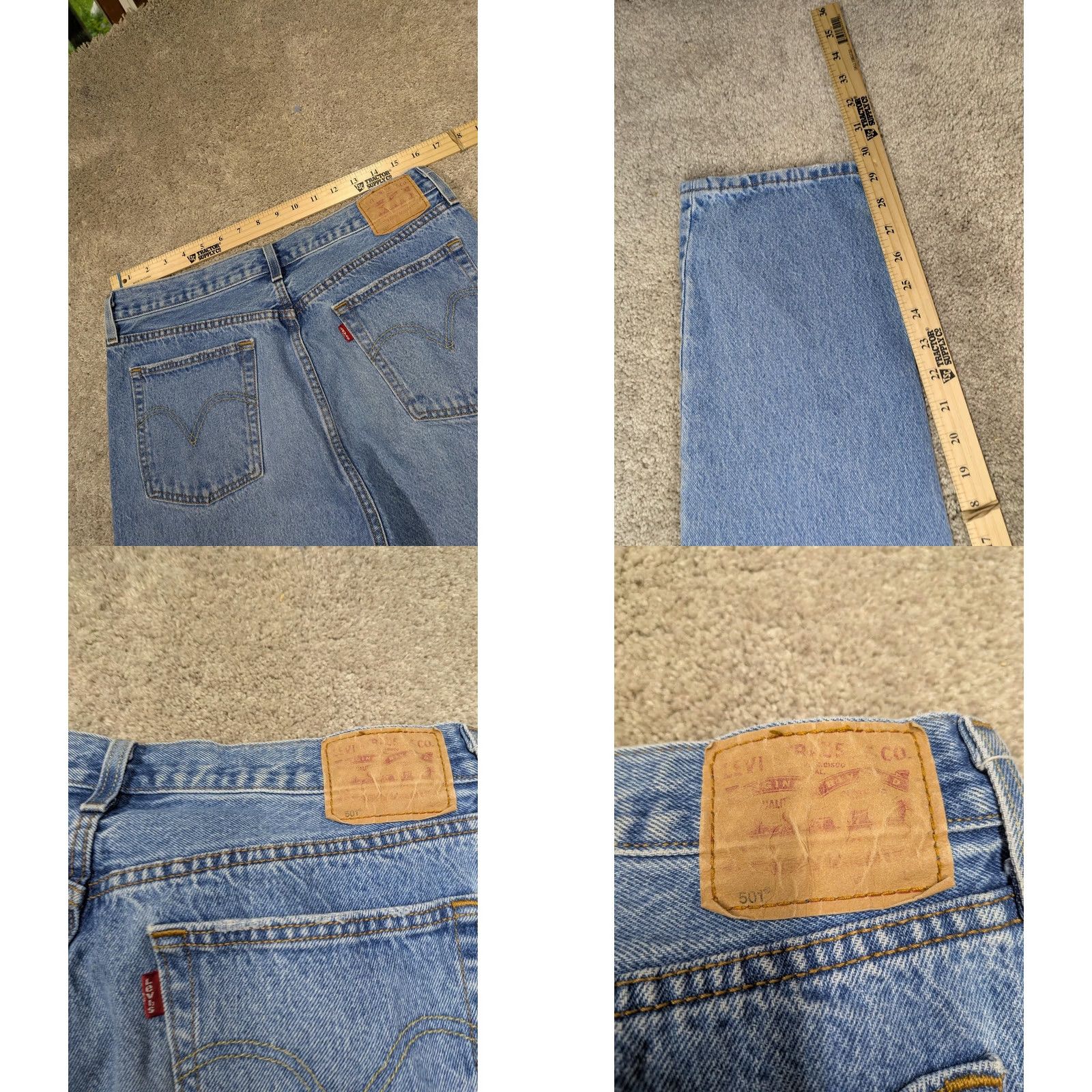 Levi's Levi's 501 XX Jeans Mens 34x30 Blue Light Straight Distressed Knees Button Fly Size US 34 / EU 50 - 8 Thumbnail