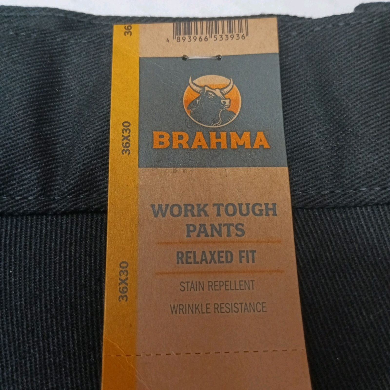Other Brahma Men's Work Tough Pants Size 36x30 Black Relaxed Fit Size US 36 / EU 52 - 2 Thumbnail