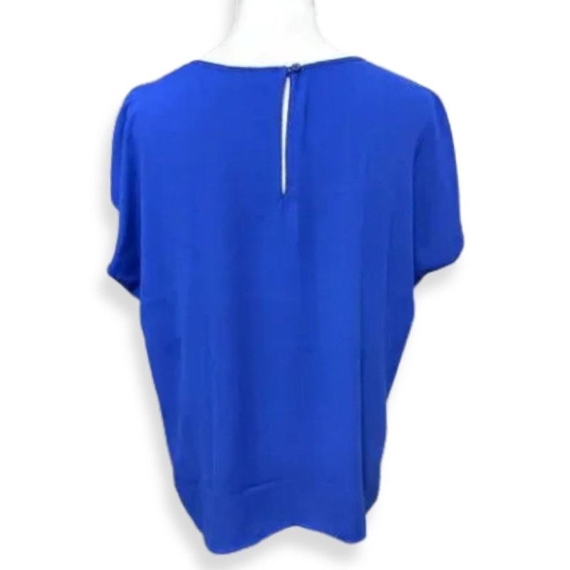 Other Halogen Blouse Cap Sleeve Jewel Neckline Blue Size 1X NWOT Size XL / US 12-14 / IT 48-50 - 4 Thumbnail