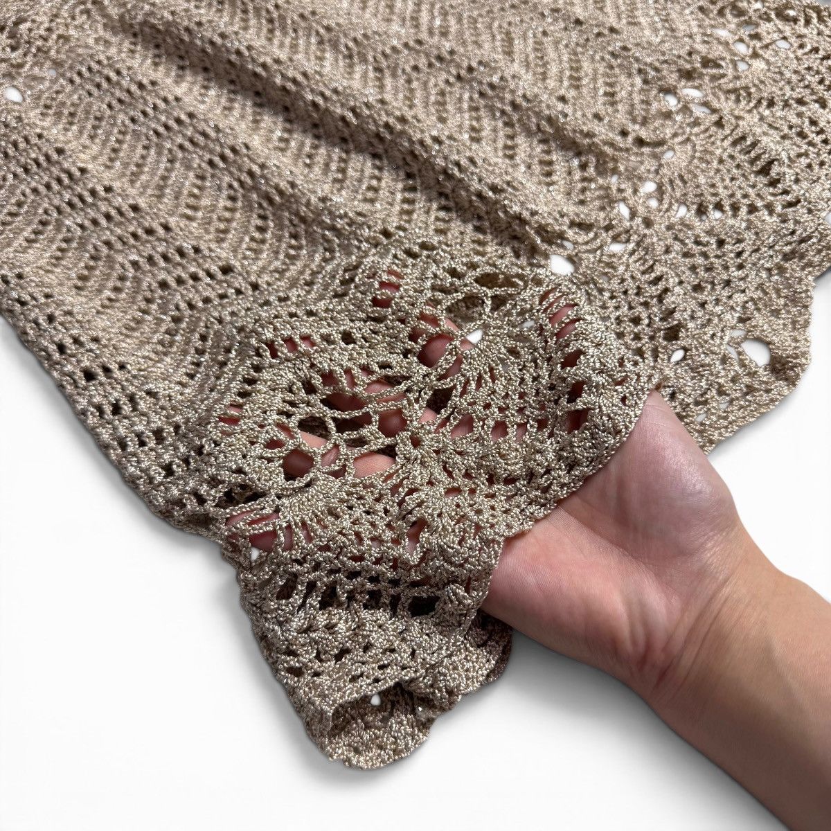 Other V Cristina Shimmery Gold Patterned Crochet Tank Top Dress Size M / US 6-8 / IT 42-44 - 6 Thumbnail