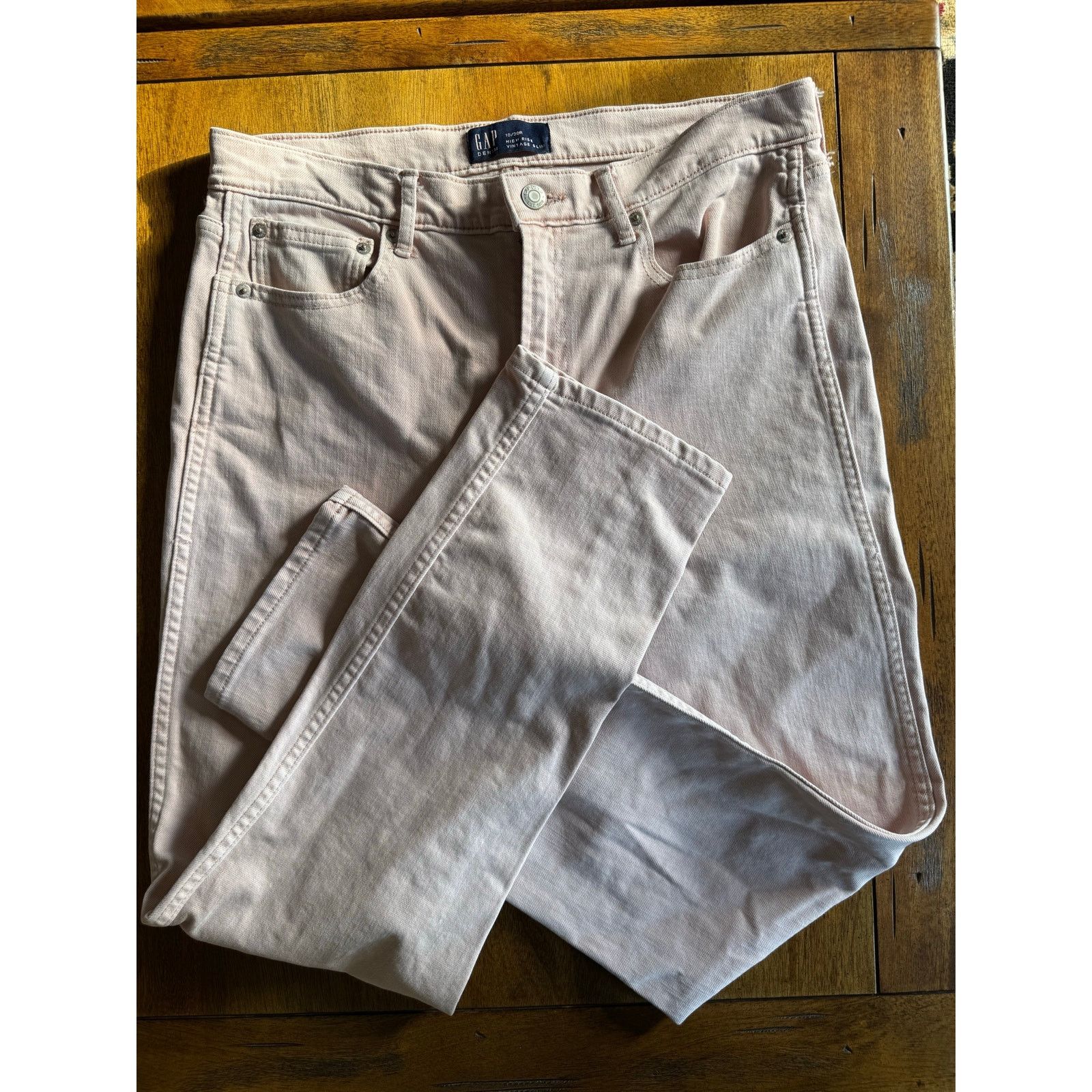 Gap GAP High Rise Vintage Slim Jeans Soft Pink 10/30R Size 32" / US 10 / IT 46 - 12 Thumbnail