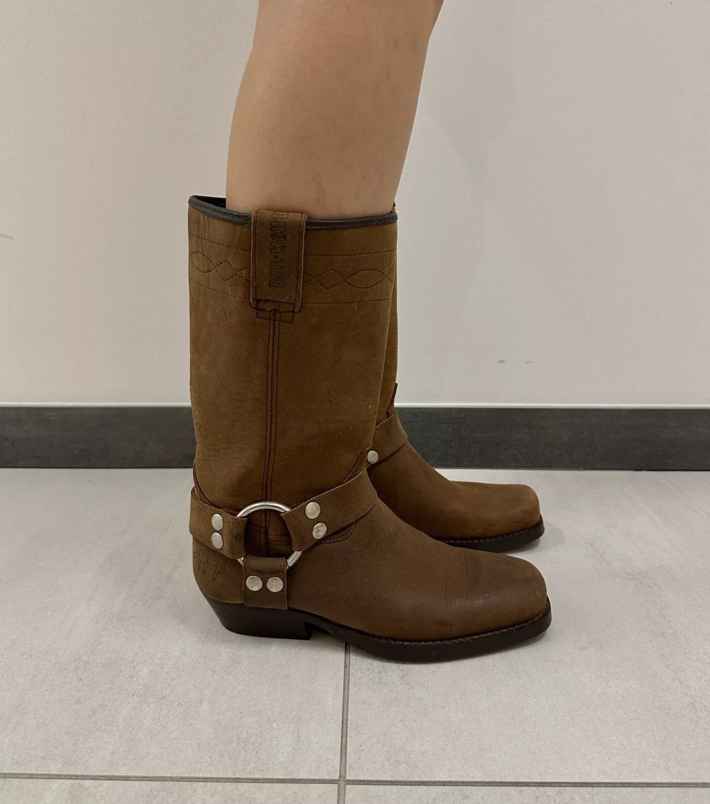 Vintage Bill Montana Womens Cowboy Western Boots Shoes Brown Learher Size US 6 / IT 36 - 3 Thumbnail